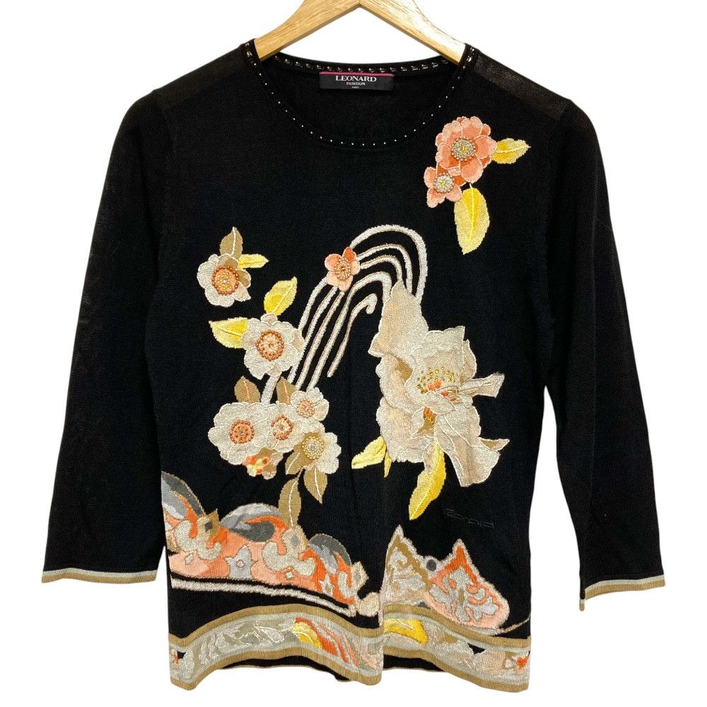 Other LEONARD Flower Motif Silk Knit Top Others Tops DUTY FREE for USA