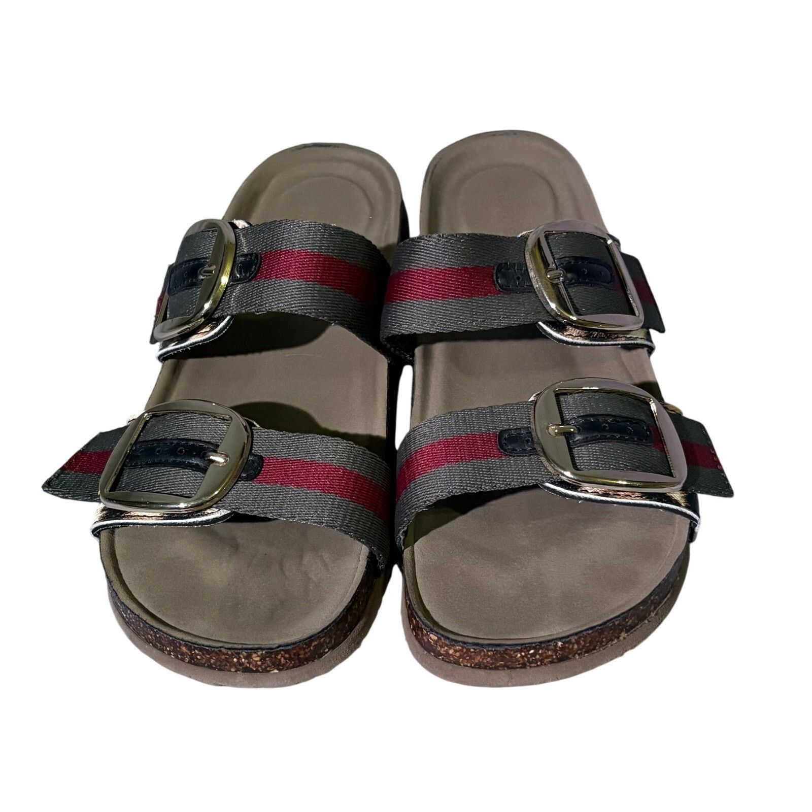 Steve Madden Madden Girl Double Buckle Sandals Size 8 – Striped Slides Size US 7 / IT 37 - 1 Thumbnail