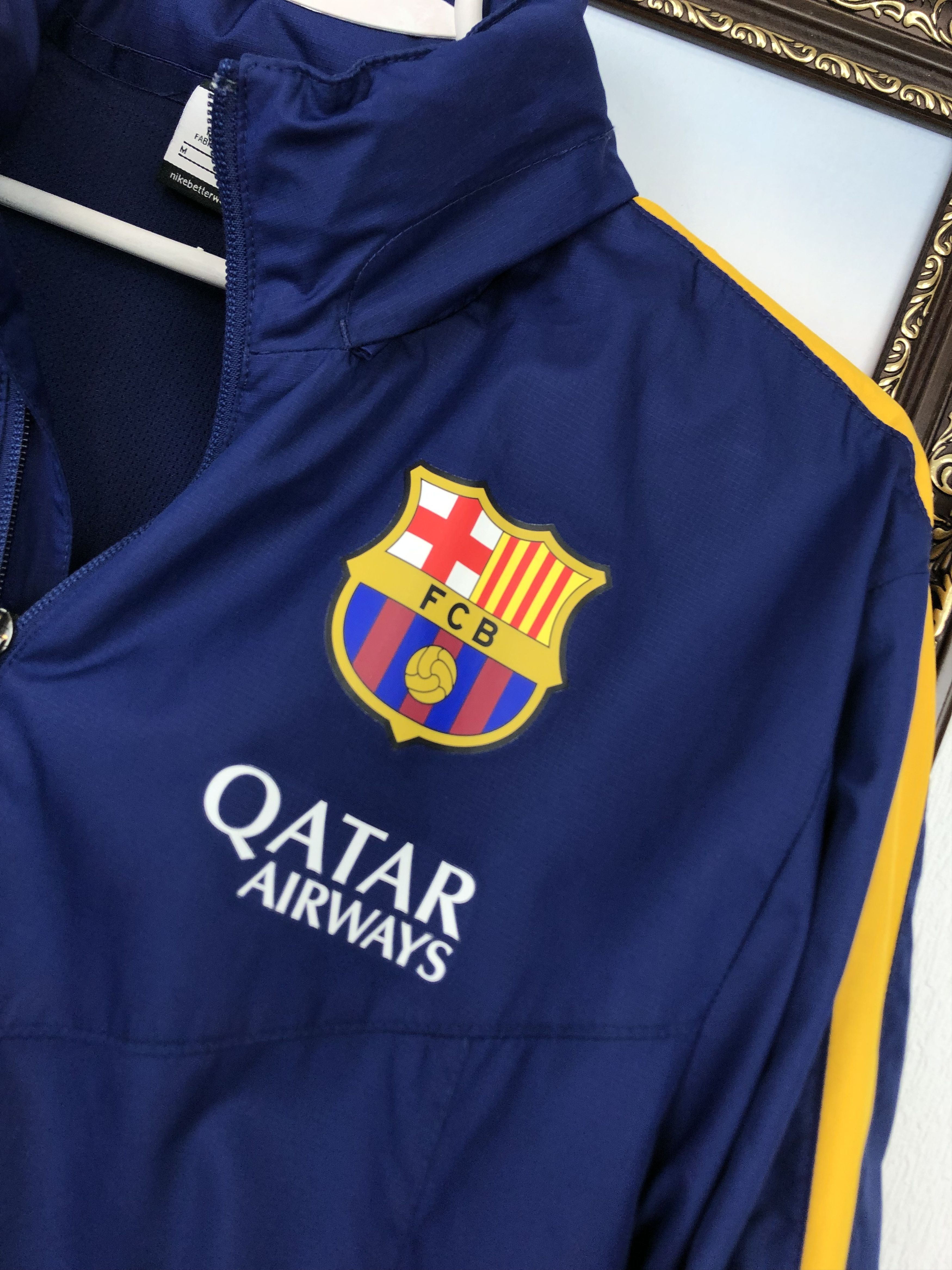 Nike FC barcelona Football Jacket Soccer Top Zip Hooded