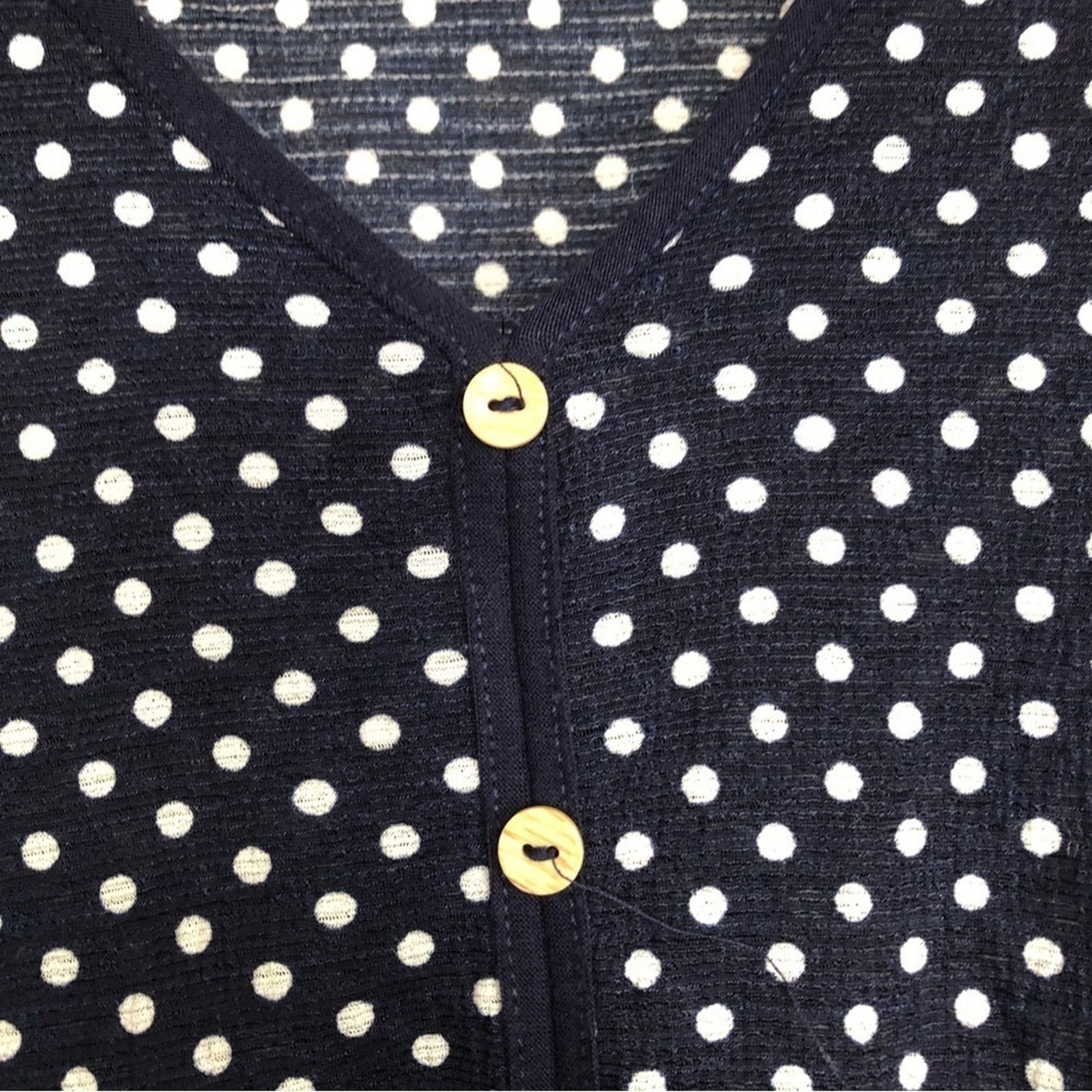 Other Lavish Navy Blue White Polka Dots Button V-Neck Blouse Top Size M / US 6-8 / IT 42-44 - 5 Thumbnail