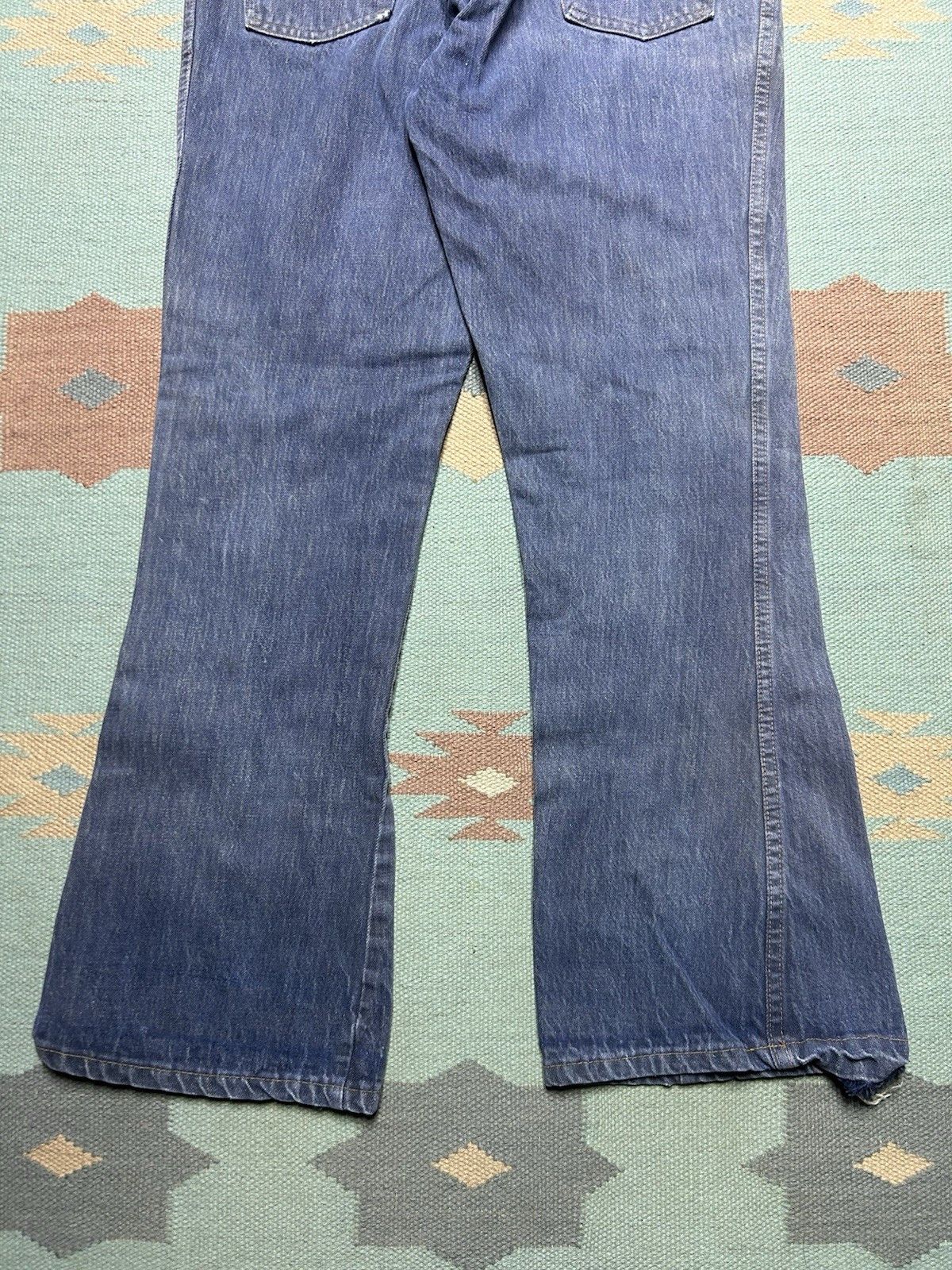 Vintage 70s bell bottom jeans flare leg twist cotton distress 32x31 Size US 32 / EU 48 - 8 Thumbnail