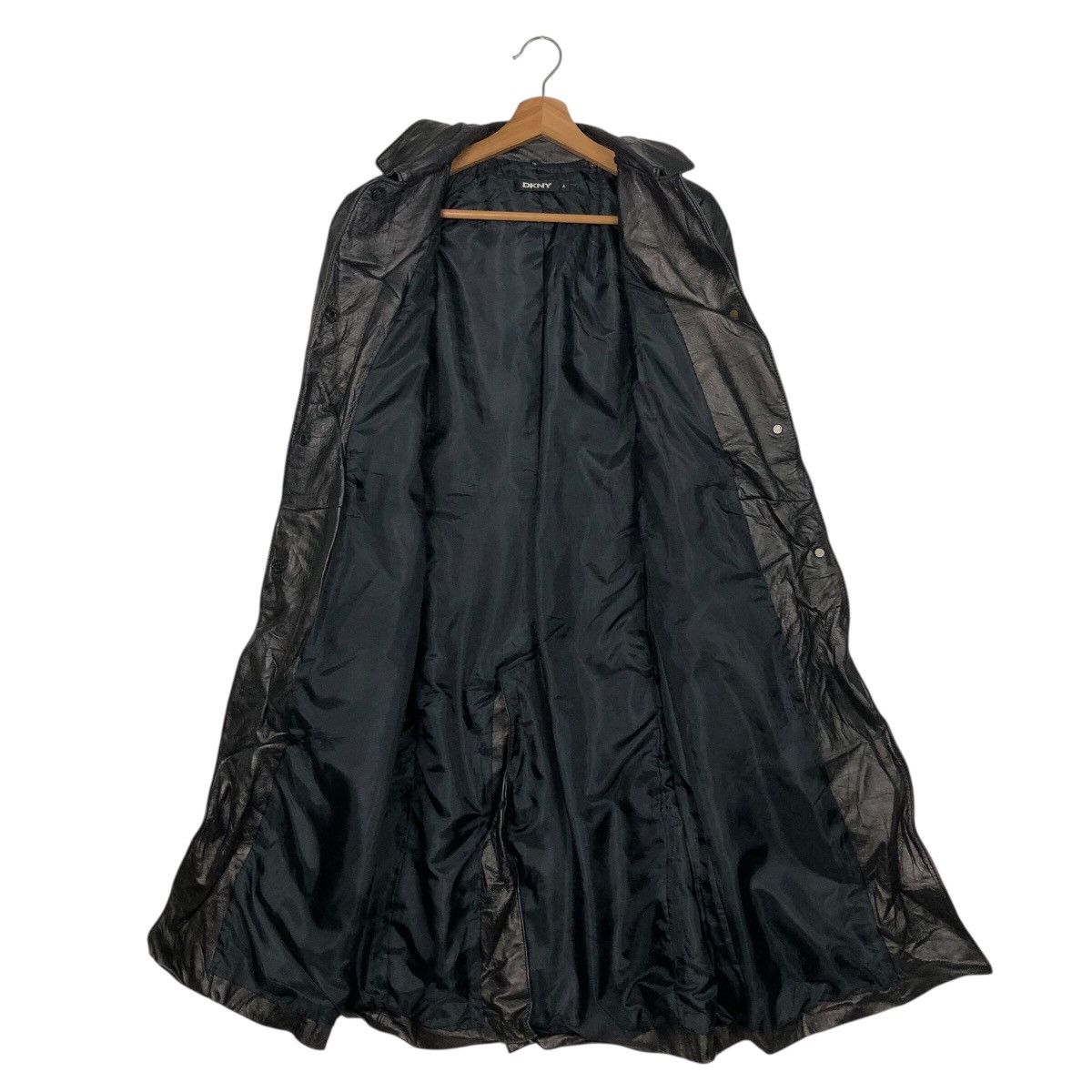 DKNY 📌Rich Black Vintage Leather Long Jacket DKNY Bondage Belted Size US M / EU 48-50 / 2 - 15 Thumbnail