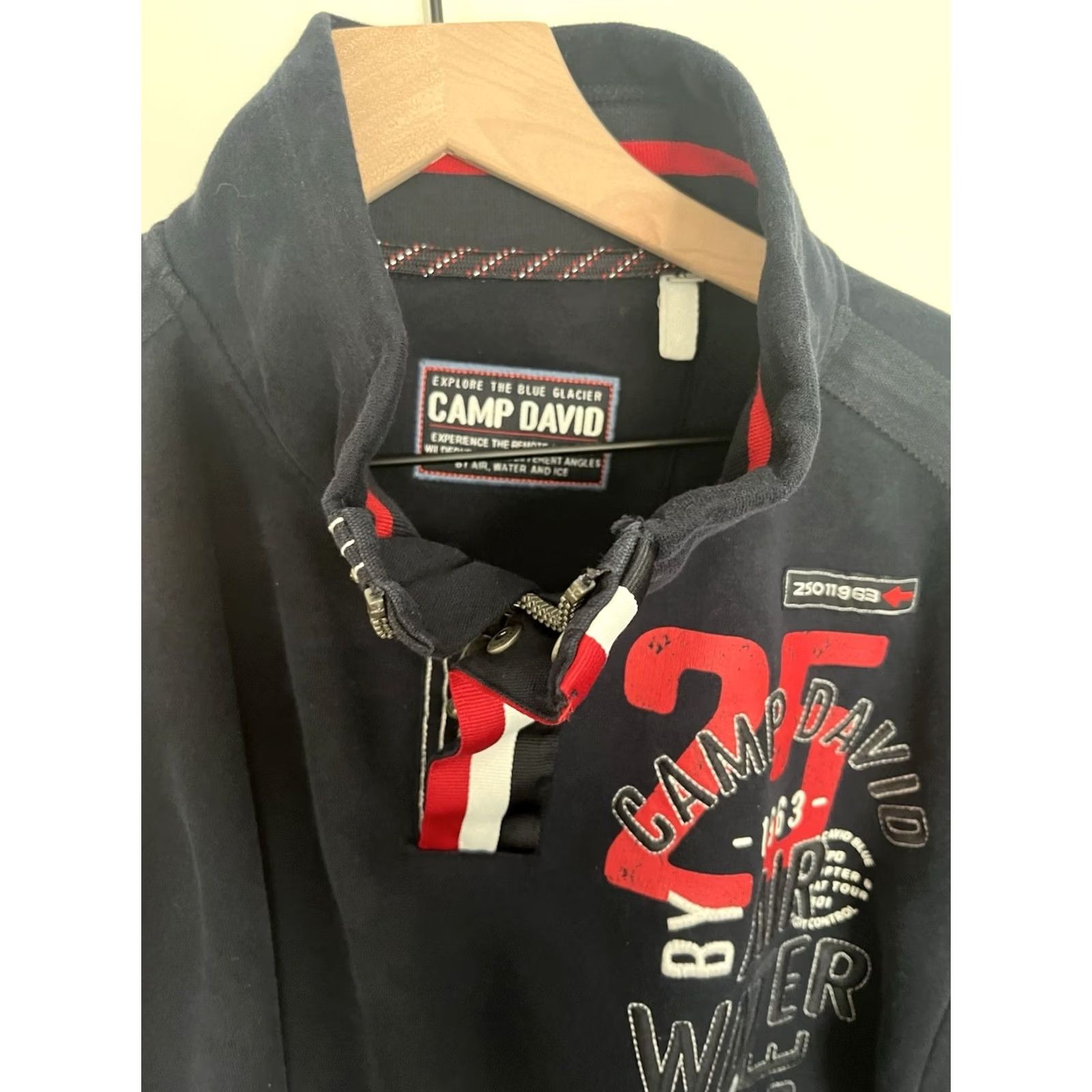 Vintage CAMP DAVID Jacket Mens XL Bomber quarter Zip Logo Lined Blue Size US XL / EU 56 / 4 - 2 Thumbnail