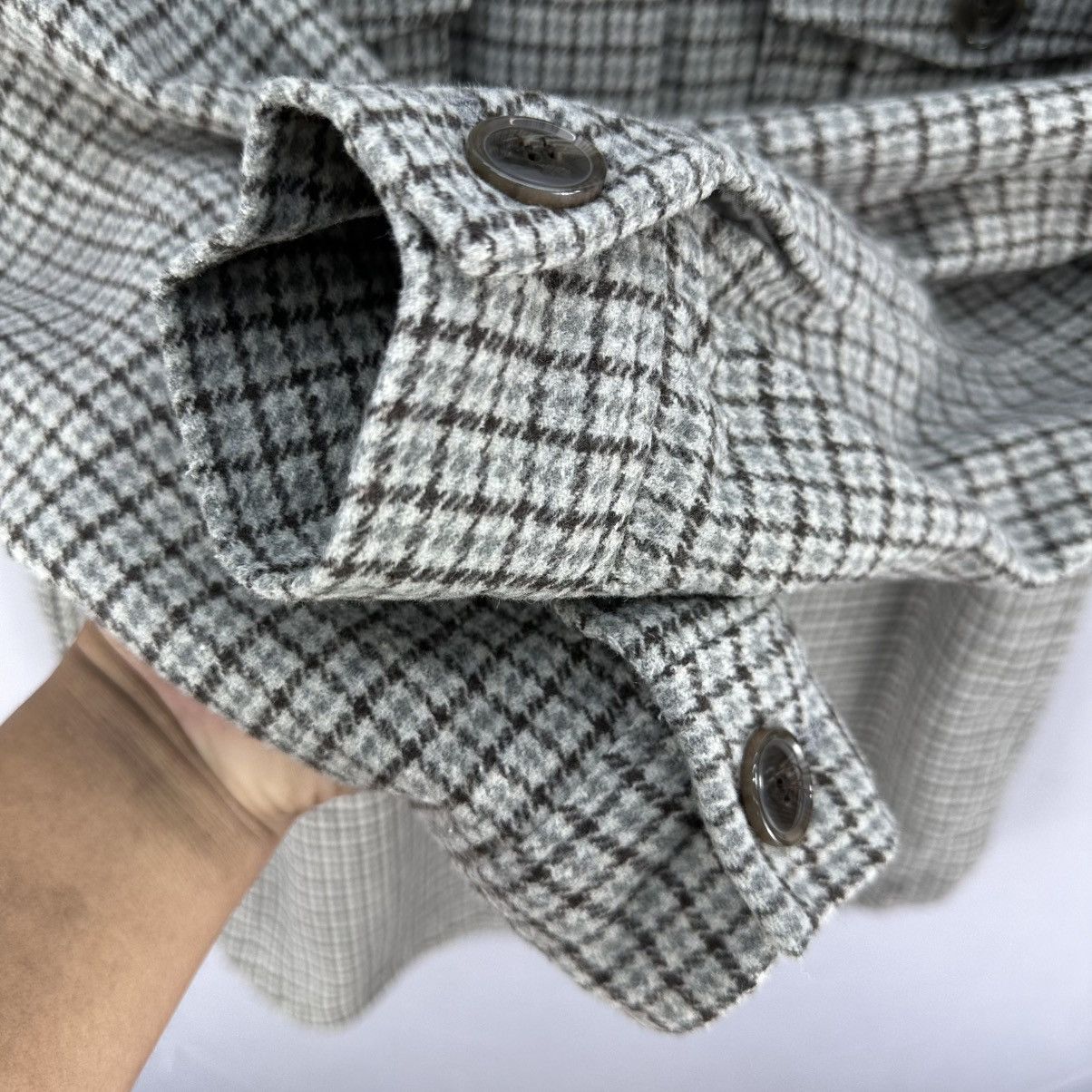 Japanese Brand Vintage Wool Houndstooth Flannel Jacket Women by Merlot Size S / US 4 / IT 40 - 10 Thumbnail