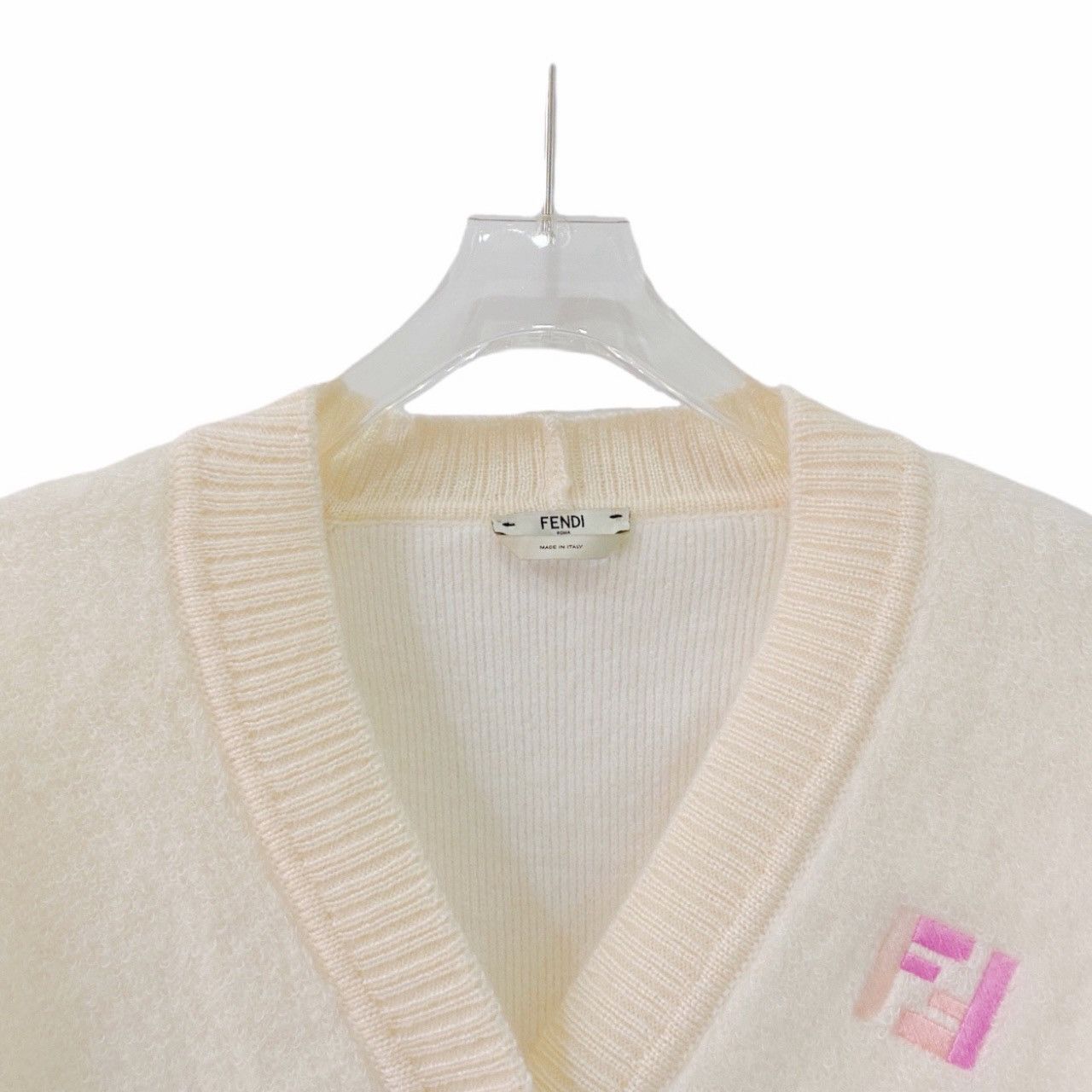 Fendi Fendi White Mohair V-Neck Long Sleeve Short Cardigan Coat Size XS / US 0-2 / IT 36-38 - 4 Thumbnail