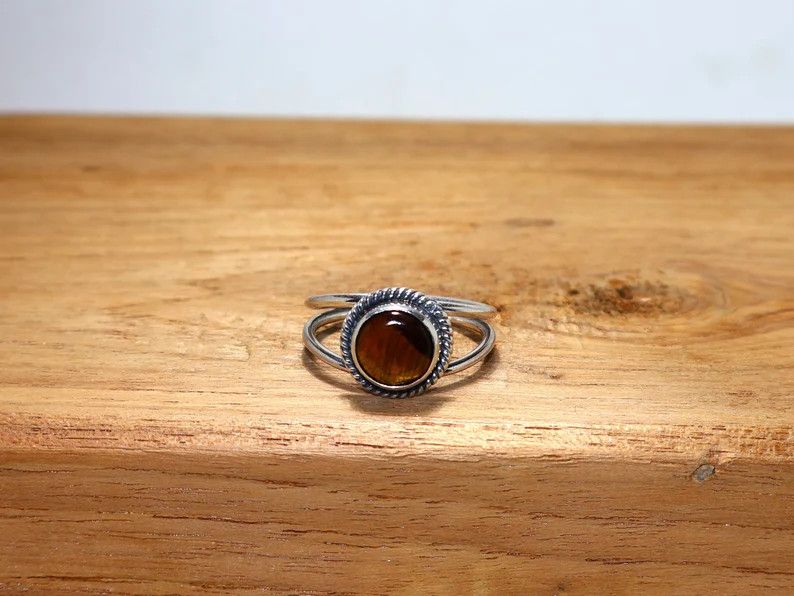 Handmade Tiger Eye 925 Sterling Silver Ring: Handmade Jewelry, Size ONE SIZE - 2 Thumbnail
