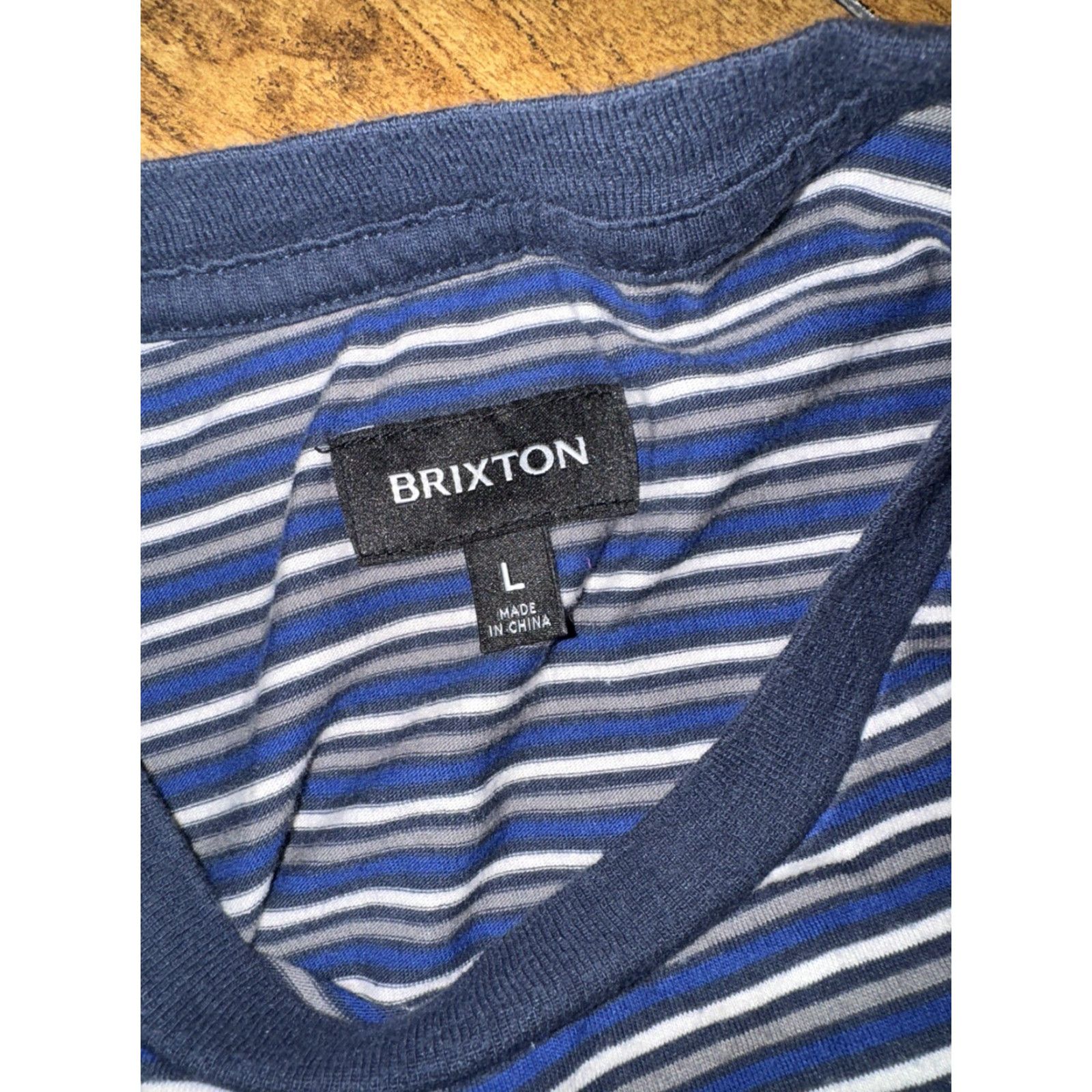 Brixton Brixton Stripped T-Shirt Navy Blue L Men Shirt Manufactured 20x27 Size US L / EU 52-54 / 3 - 4 Thumbnail