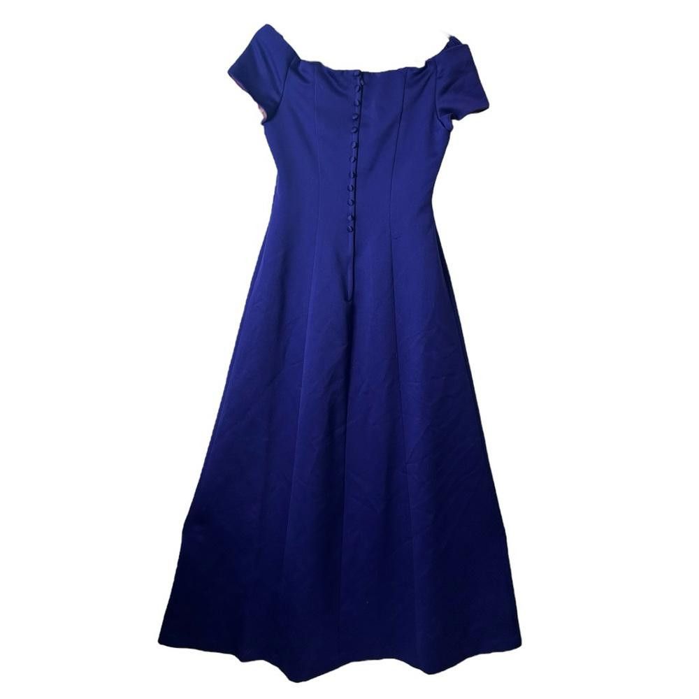 Designer Alex Evenings l Vintage 90s Satin Off The Shoulder Gown 8 Size M / US 6-8 / IT 42-44 - 2 Thumbnail