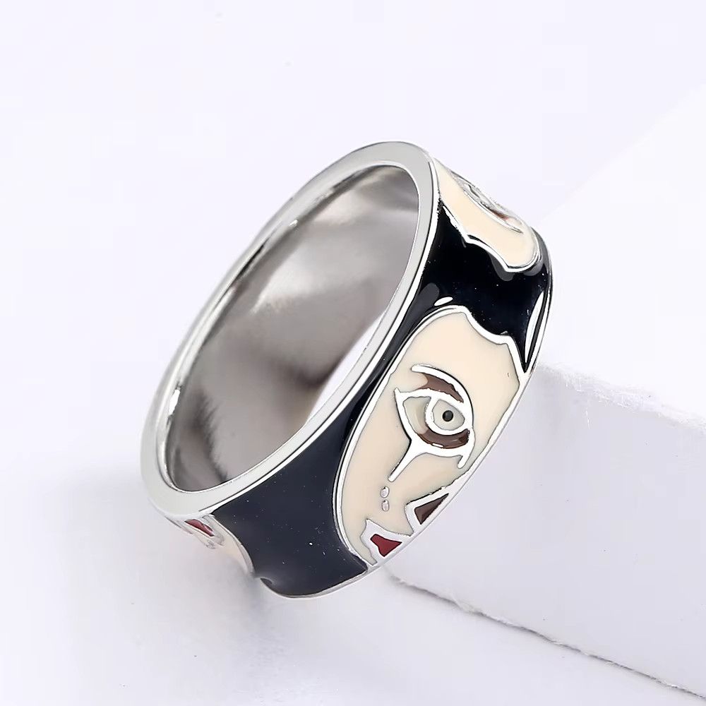 Jewelry Creative Irregular Half Face Black and White Enamel Ring Size ONE SIZE - 4 Thumbnail