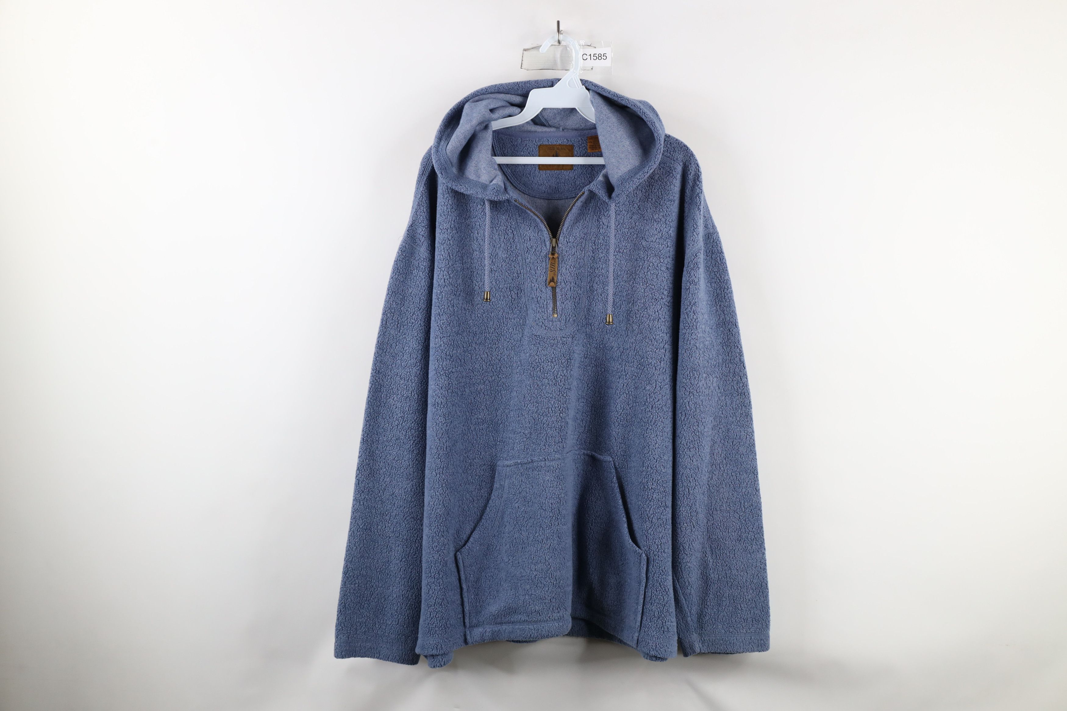 Vintage Vintage 90s Streetwear Fit Deep Pile Fleece Hoodie Blue Size US L / EU 52-54 / 3 - 1 Thumbnail