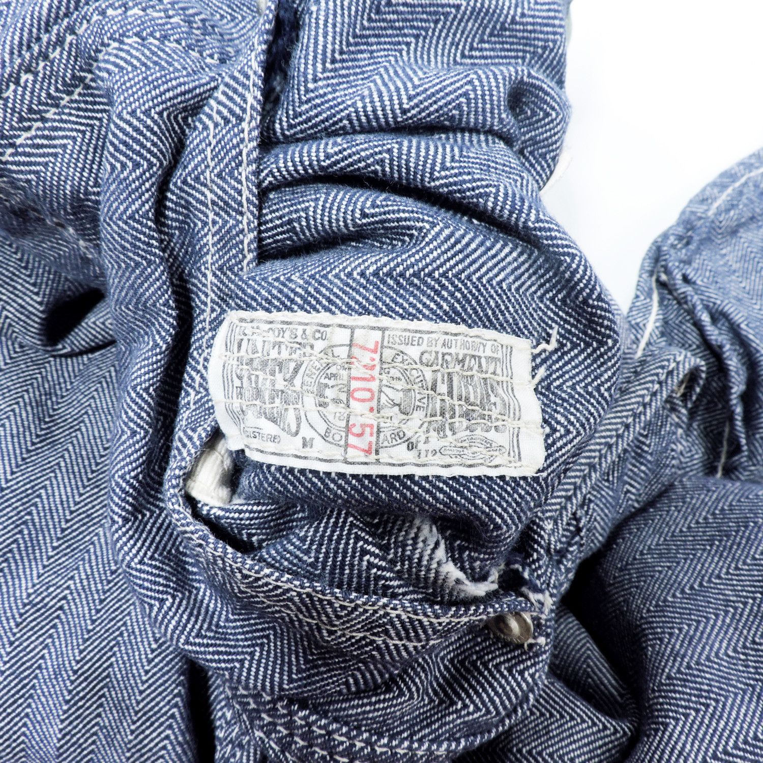 The Real McCoy's 8HU LOT 724 DOUBLE KNEE HERRINGBONE LIGHT CHAMBRAY TROUSERS Size US 32 / EU 48 - 7 Thumbnail