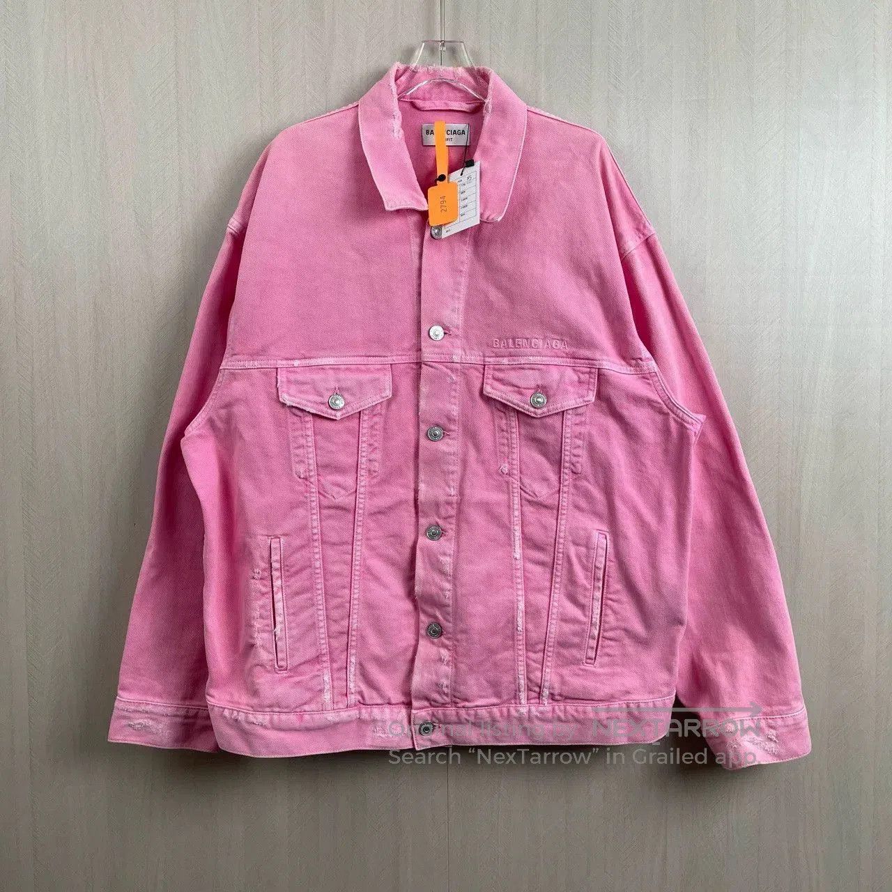 Balenciaga Balenciaga Pink Washed Denim Jacket. Size US XS / EU 42 / 0 - 1 Thumbnail