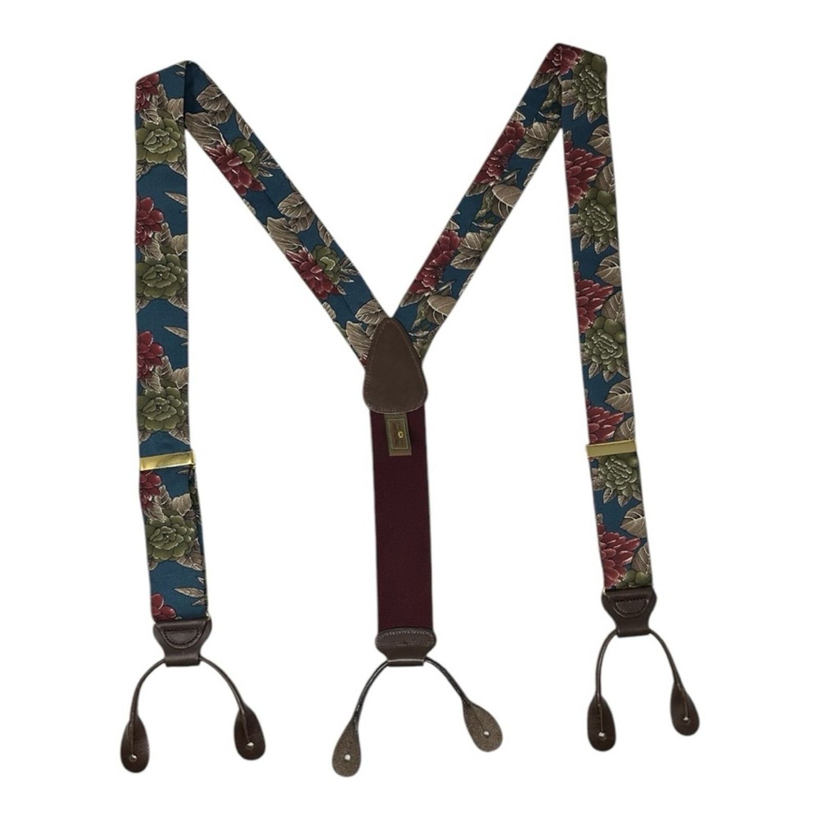 Leather × Trafalgar × Vintage VTG Trafalgar Silk Floral Braces Suspenders Leather Accents Size ONE SIZE - 2 Thumbnail