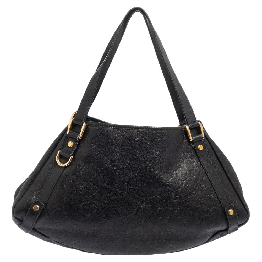 image of Gucci Black Guccissima Leather Abbey Tote, Women's