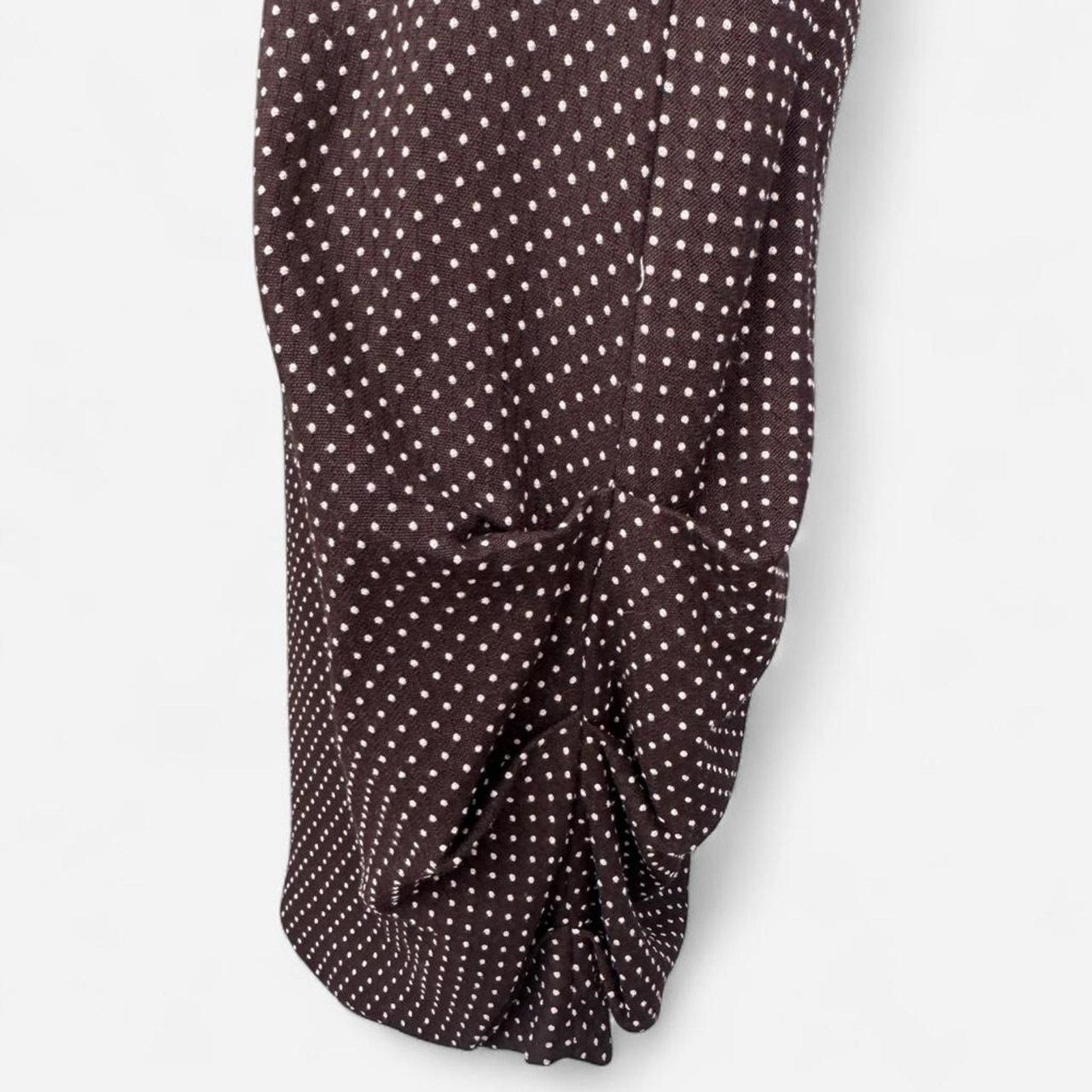 Anthropologie Brown and Light Pink Asymmetrical Polka Dot Pencil Skirt Size 28" / US 6 / IT 42 - 8 Thumbnail