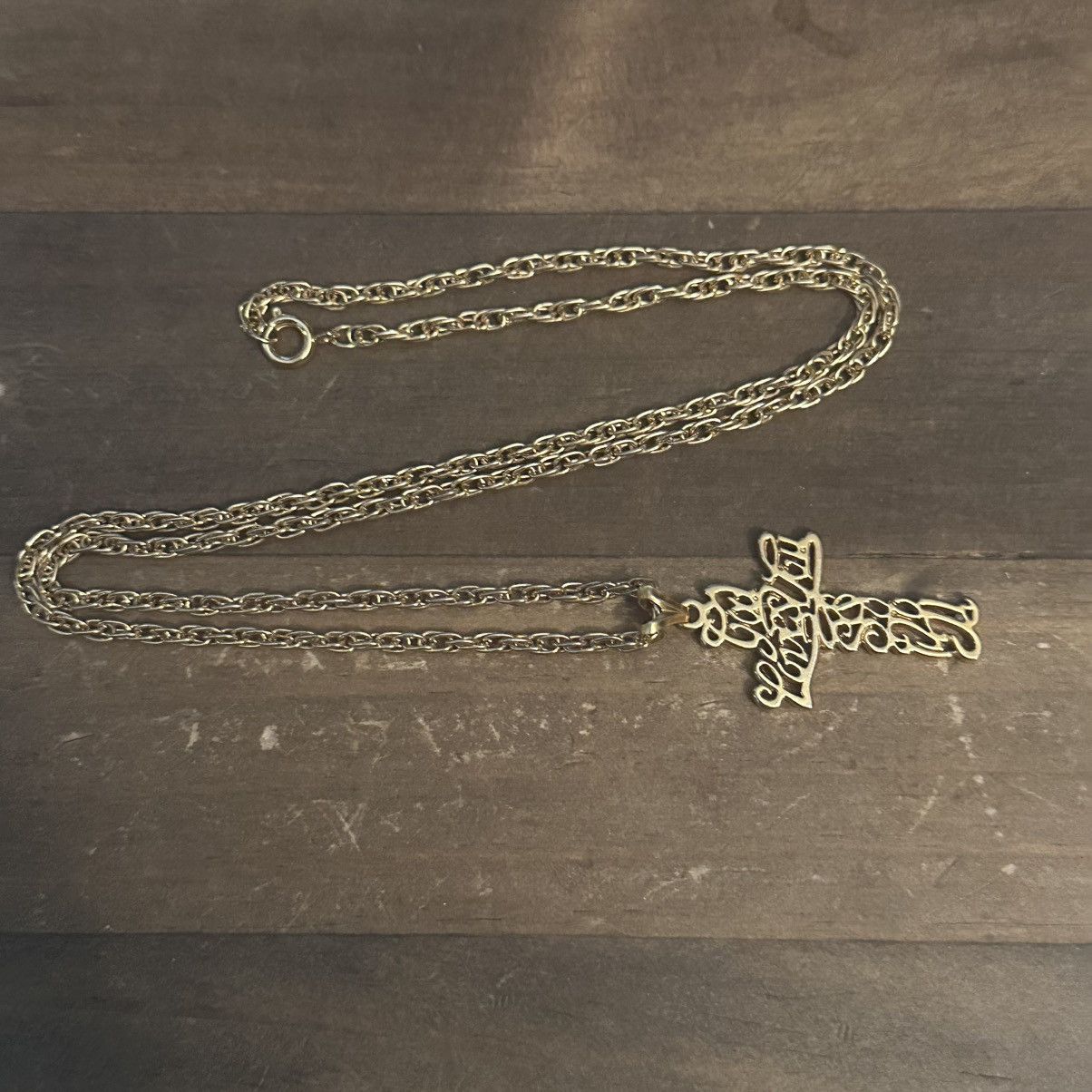 Vintage Vintage God Loves You So Do I cross pendant necklace Size ONE SIZE - 2 Thumbnail