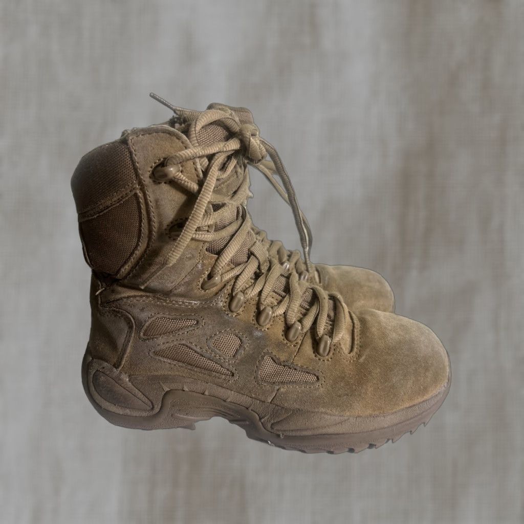 Reebok Reebok Rapid Response Combat Boots Steel Toe Zip Side Boots Mid-Calf Beige Mens Womens 5.5 7.5 Leather Arch Support Slip Non-Slip Water Resistant Size US 6 / IT 36 - 1 Thumbnail