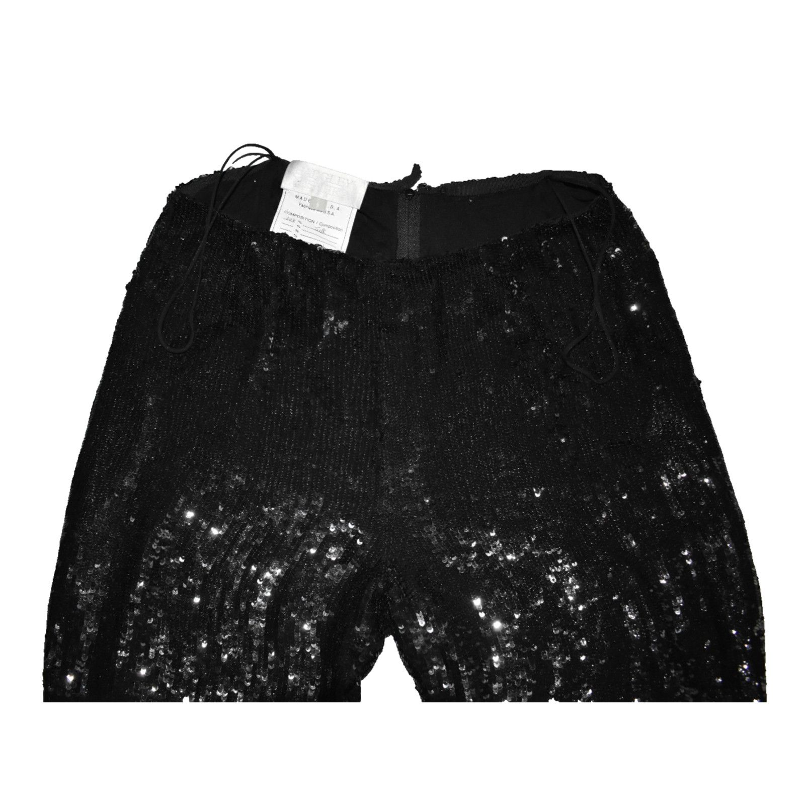 Badgley Mischka C0 BADGLEY MISCHKA Black 100% Silk Sequin Trouser Pants Sz 6 Size 28" / US 6 / IT 42 - 3 Thumbnail