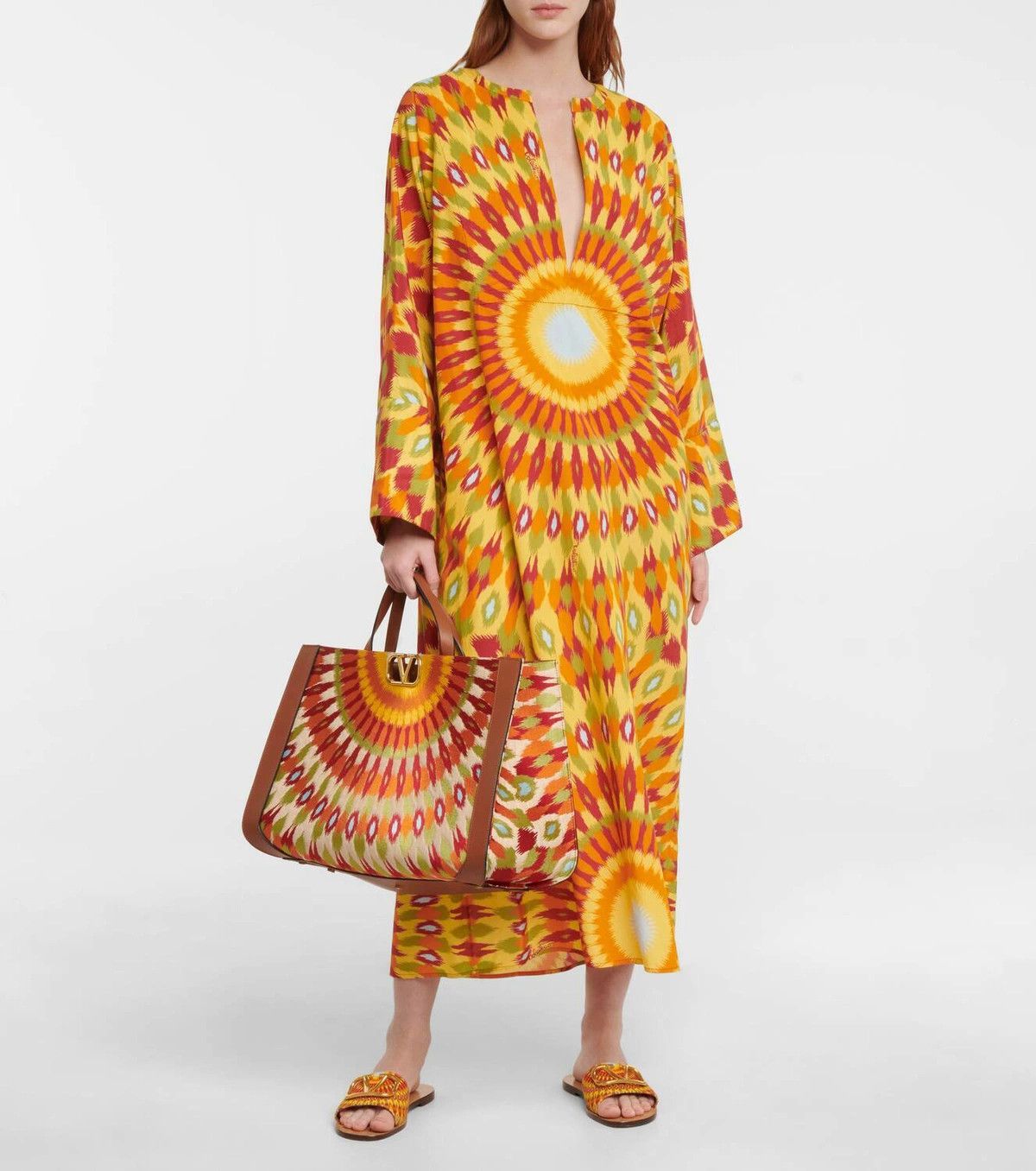 Valentino o1y0226 Silk Maxi Dress in Multicolor Size S / US 4 / IT 40 - 4 Thumbnail