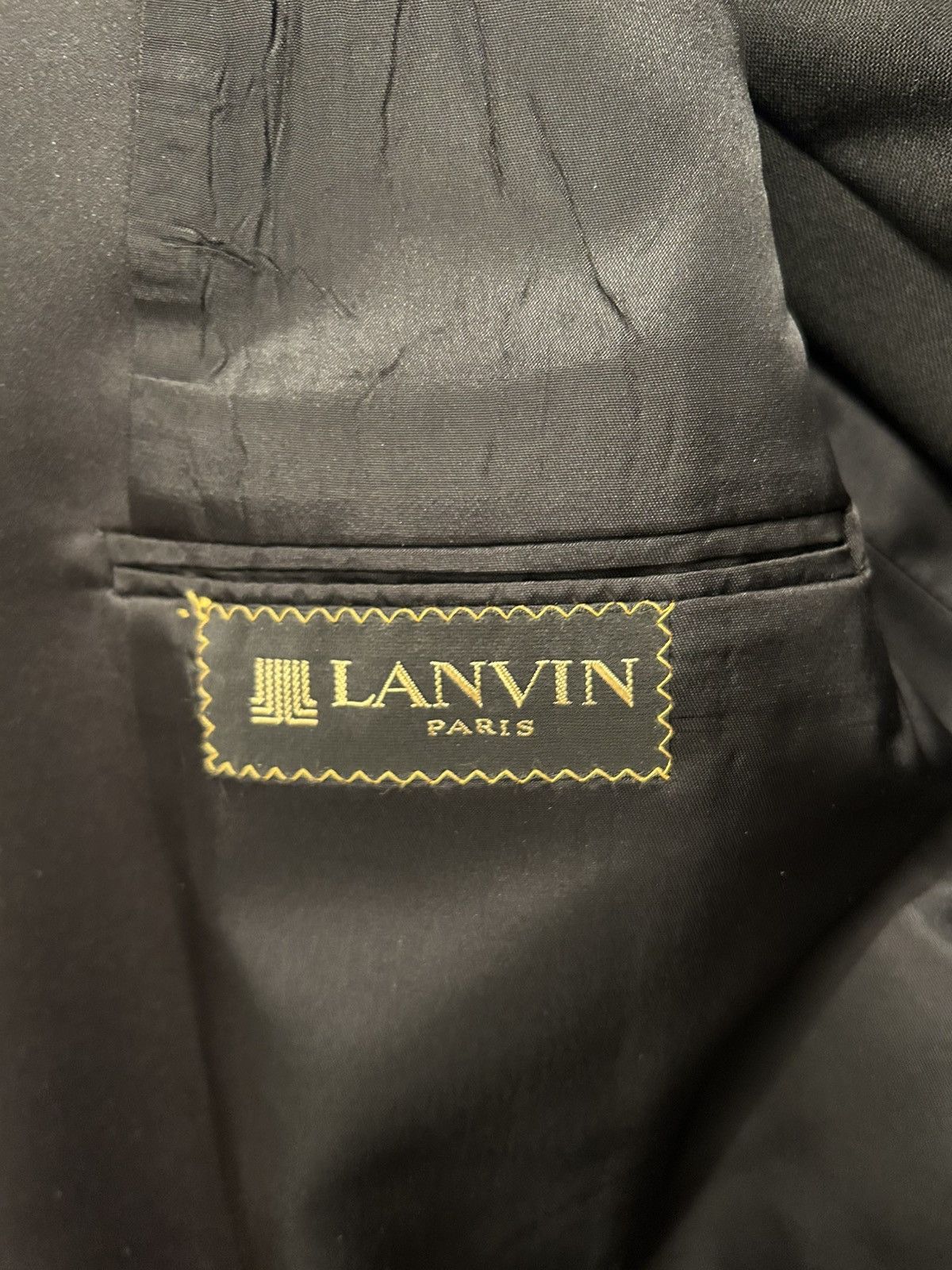 Lanvin Lanvin Paris Black Tuxedo Vintage 46R Suit Jacket 38x29 Pant Size 46R - 7 Thumbnail