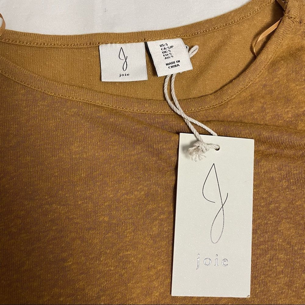 Joie NWT New Joie Linen Blend Mustard Short Sleeve With Tie Deta Size S / US 4 / IT 40 - 6 Thumbnail