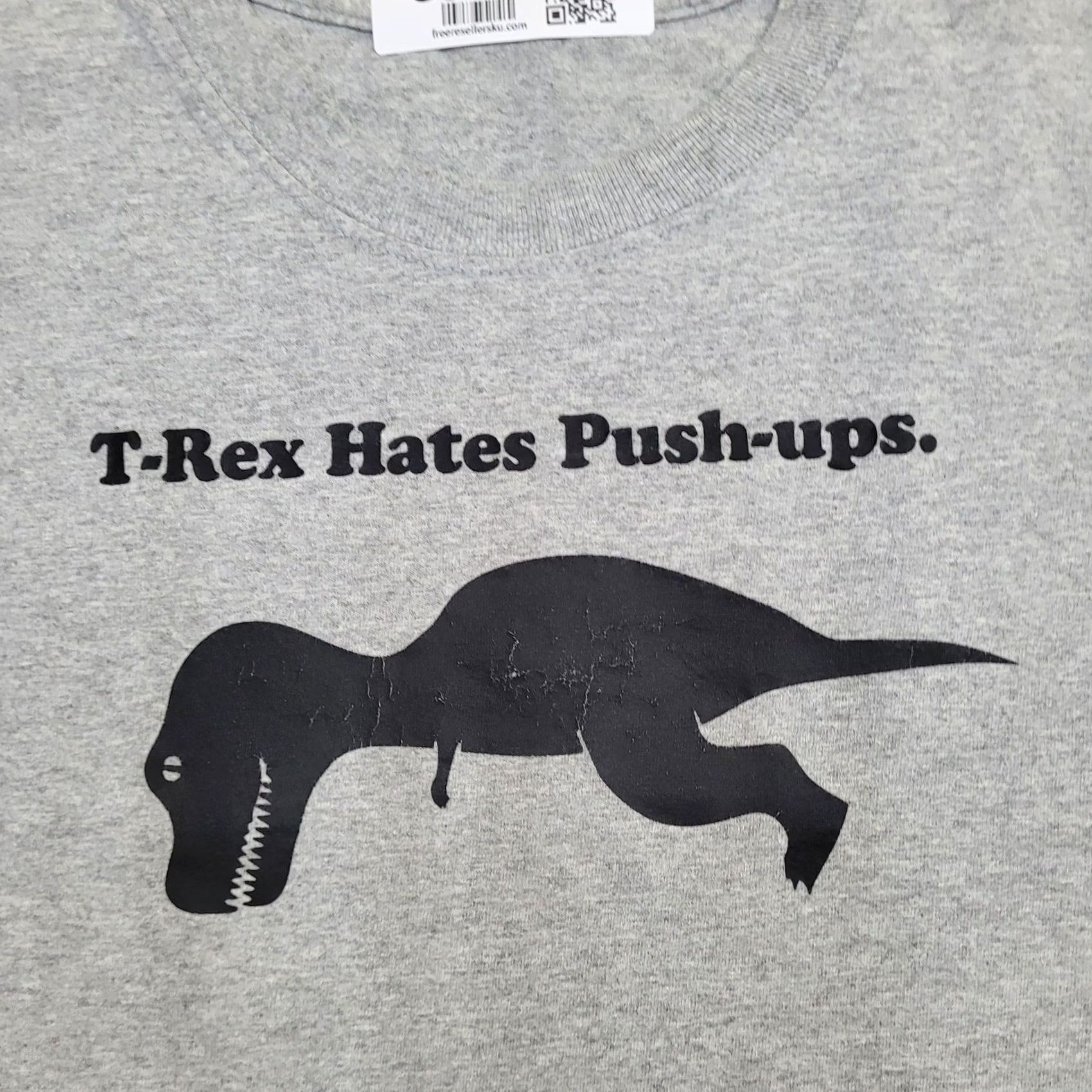 Vintage VINTAGE 90s Funny Dinosaur Humor Shirt M/L Gray USA Workout Graphic Tee Mens Size US L / EU 52-54 / 3 - 6 Thumbnail
