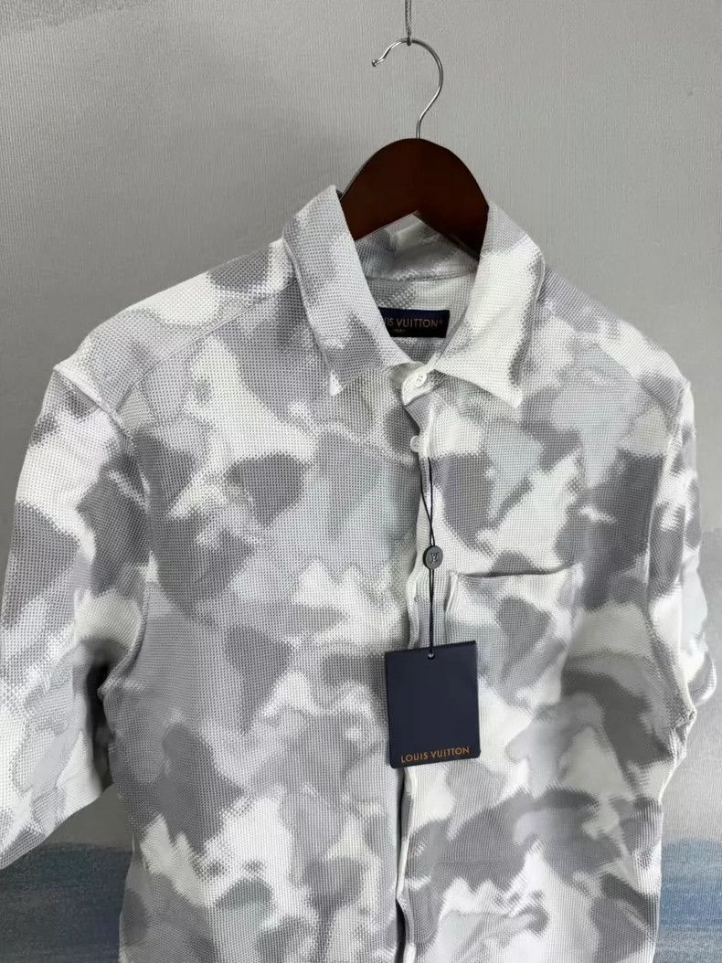 Louis Vuitton Louis Vuitton Gray White Camo Short Sleeve Shirt-2506 Size US M / EU 48-50 / 2 - 2 Thumbnail