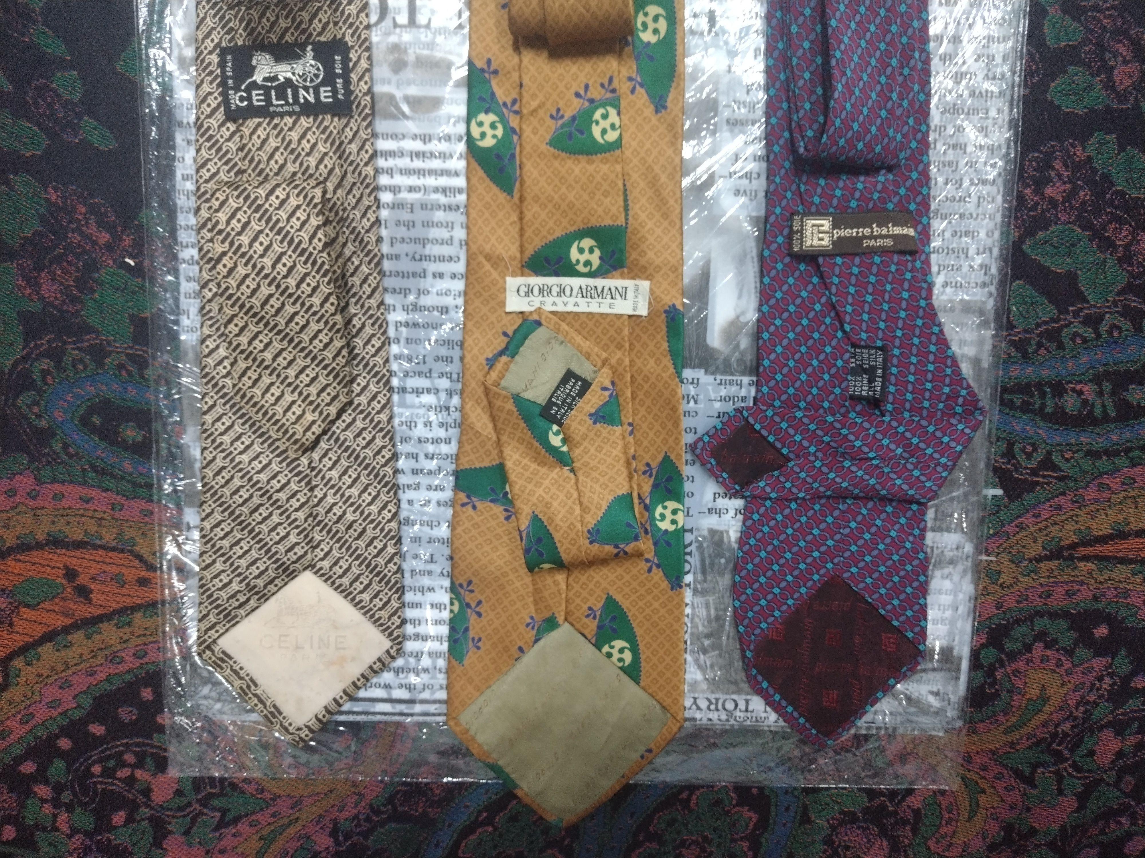 The Tie Bar × Vintage Lot of 3 VTG CELINE GIORGIO ARMANI & PIERRE BALMAIN NECKTIE Size ONE SIZE - 2 Thumbnail