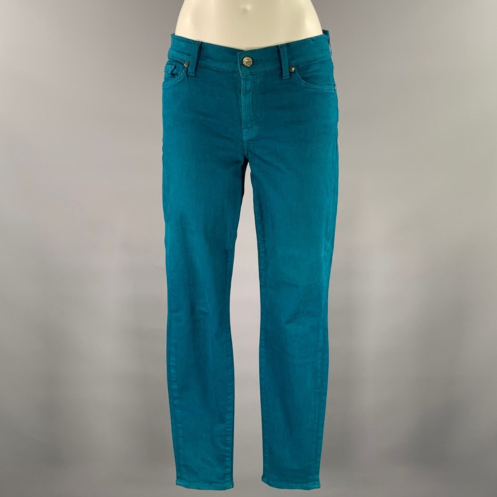 7 For All Mankind FOR ALL 7 MANKIND Size 30 Teal Cotton Denim Slim Pants Size US 30 / EU 46 - 1 Thumbnail