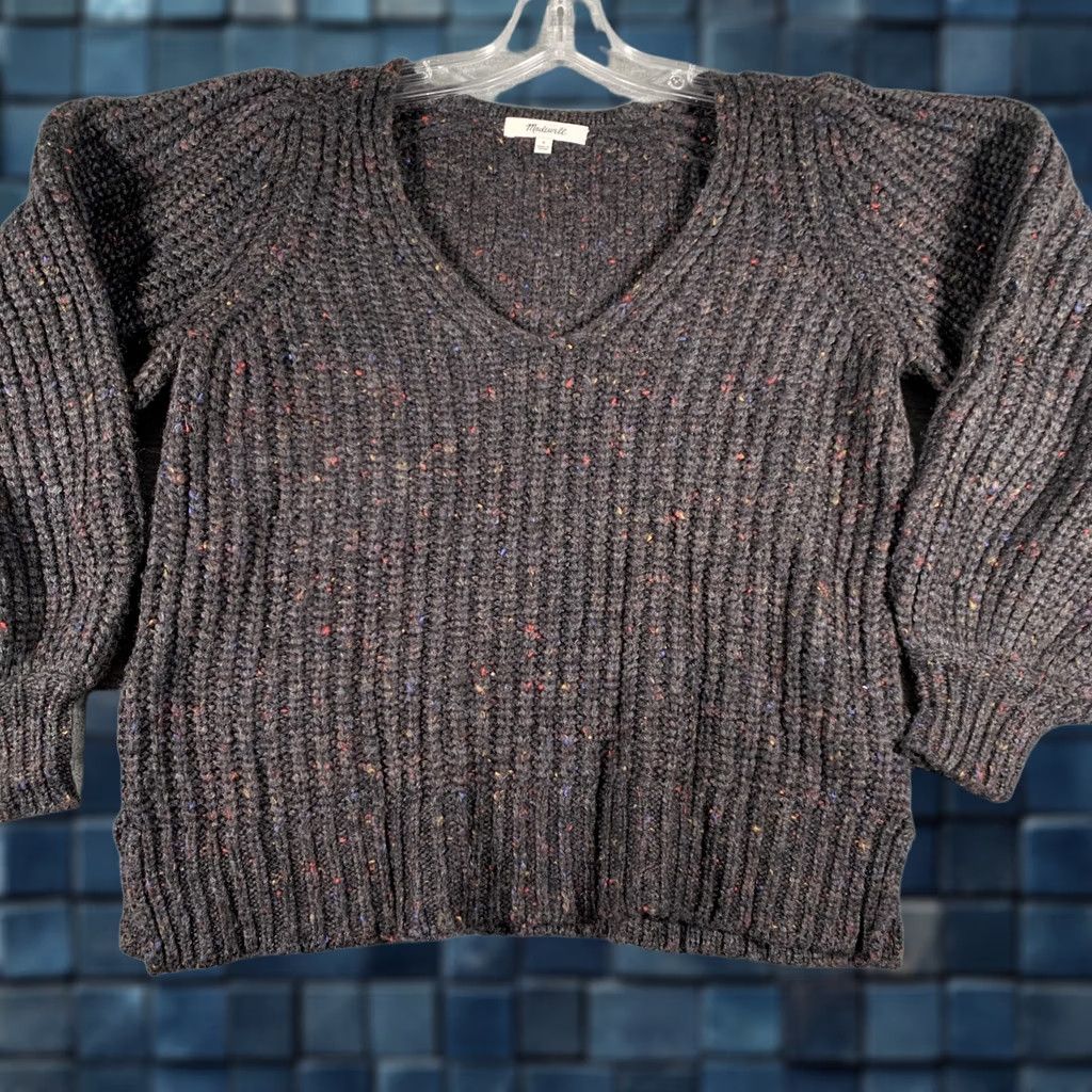 Madewell Madewell Sweater Womens Small Gray V Neck Wool Balloon Sleeve Chunky Pullover Size S / US 4 / IT 40 - 1 Thumbnail