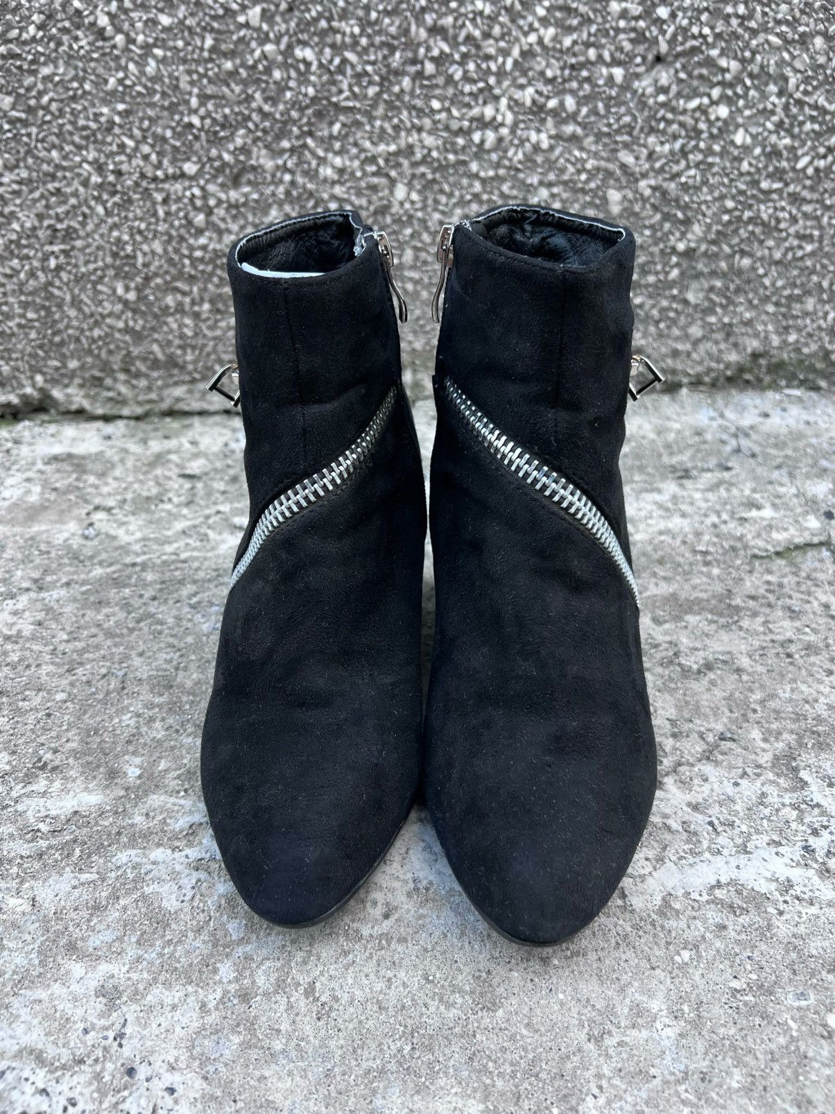 Rick Owens Wedge Asymmetrical Zip Black Indie Sleaze Boots Size US 7 / IT 37 - 3 Thumbnail