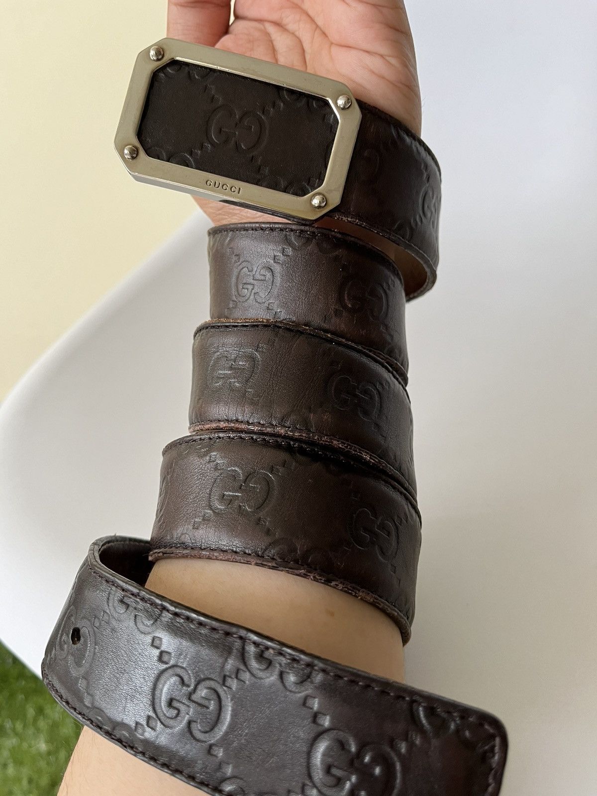 Gucci Gucci Dark Guccissima Leather Square Buckle Size ONE SIZE - 2 Thumbnail