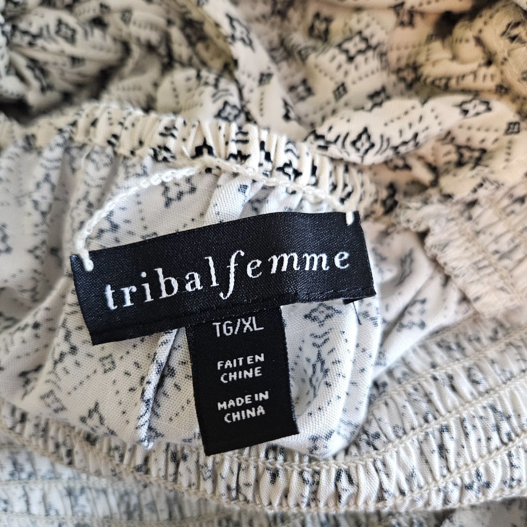 Vintage Tribal Femme Womens Dress XL Black Beige Embroidered 3/4 Sleeve Rayon Knee Length Square Neck Size XL / US 12-14 / IT 48-50 - 6 Thumbnail