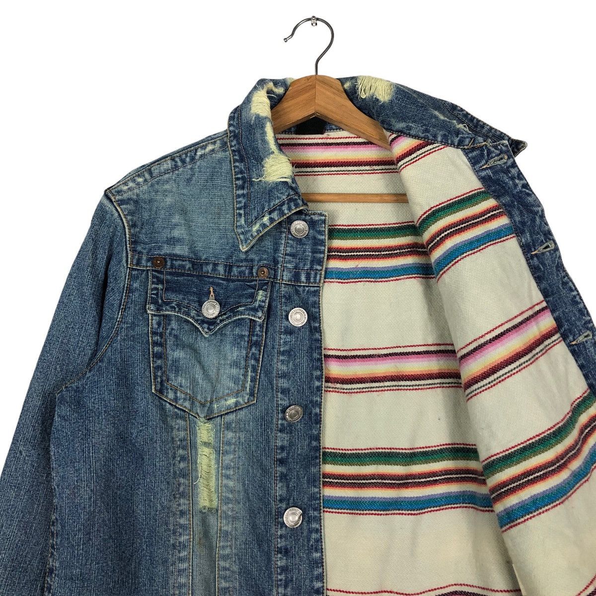 Japanese Brand 🔥Vtg Denim Biker Jacket Japan Blanket Lining Size US M / EU 48-50 / 2 - 12 Thumbnail