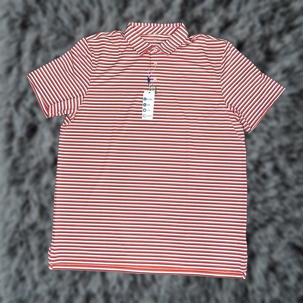 Southern Tide Southern Tide Polo - 2XL Men Red Gulf Stripe Driver Shirt Size US XXL / EU 58 / 5 - 1 Thumbnail