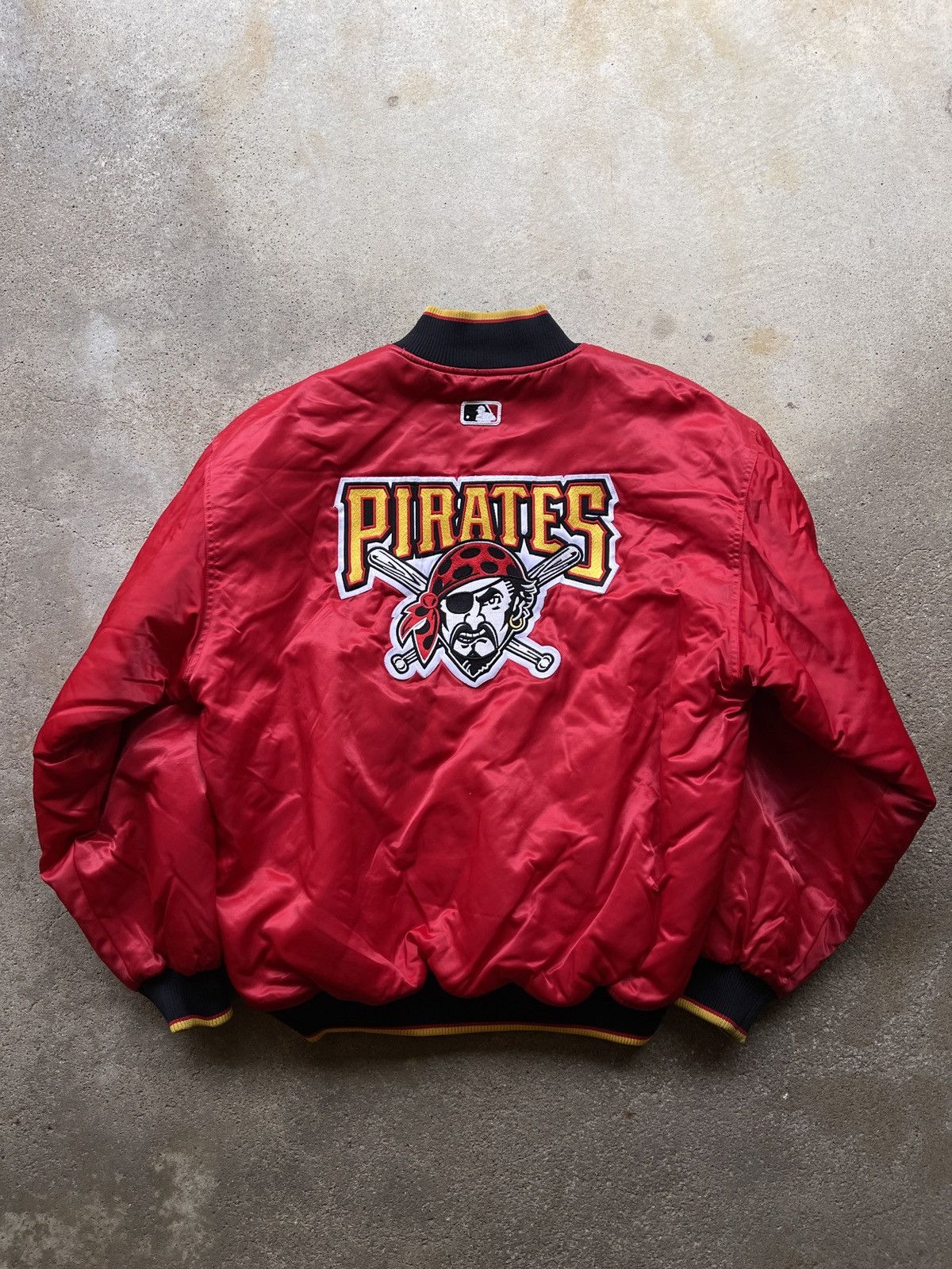 Vintage 80s MLB Pittsburgh Pirates Black Bomber Jacket - M