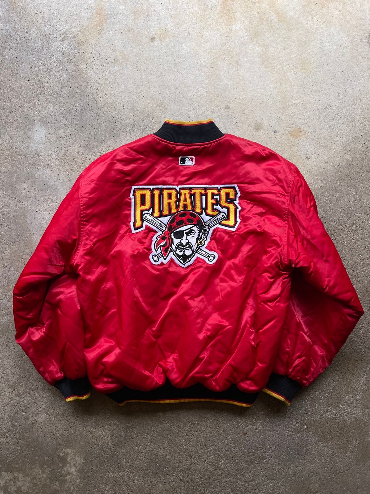 Pre-owned Mlb X Starter Vintage 90's Pittsburgh Pirates Satin Mlb Starter Jacket In Red