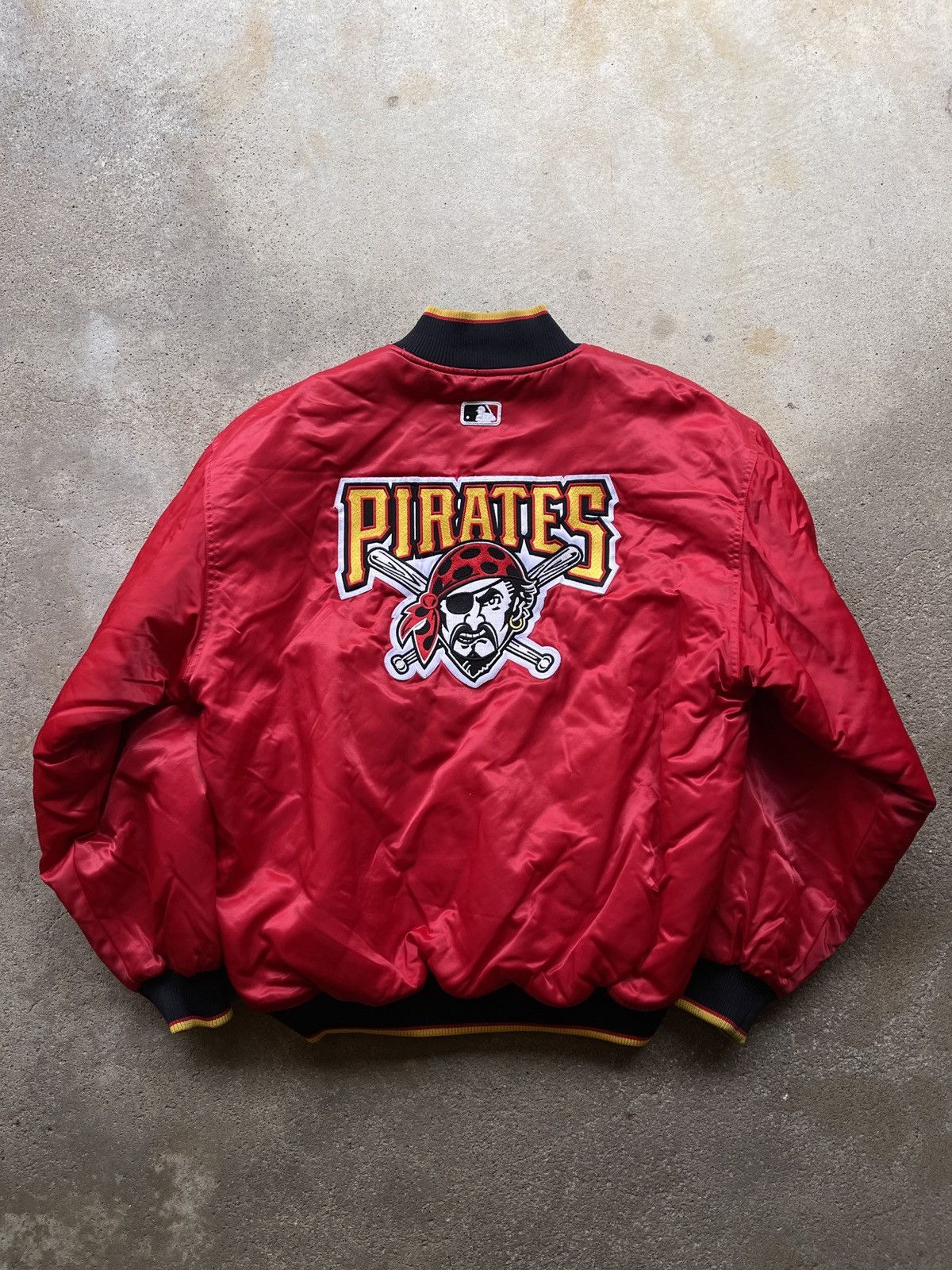 image of Vintage 90's Pittsburgh Pirates Satin Mlb Starter Jacket in Red, Men's (Size Large)
