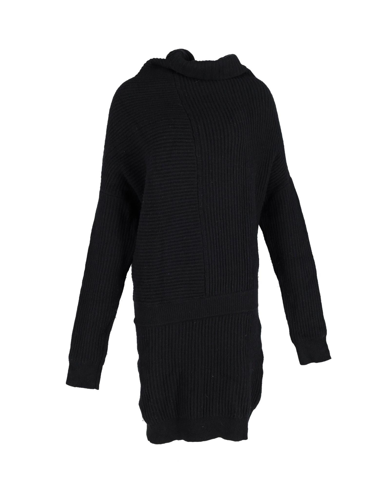 image of Sophisticated Black Wool Ribbed Sweater Dress By Acne Studios, Women's (Size Large)