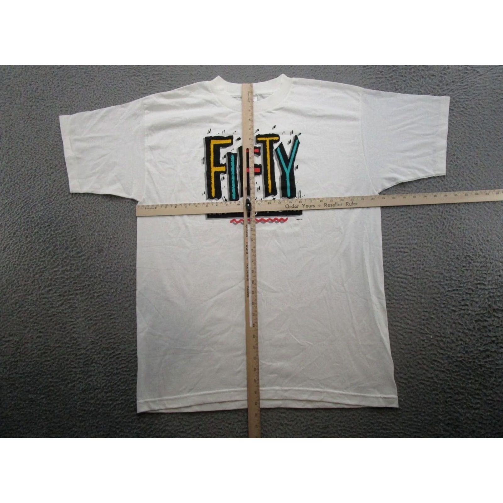 Vintage VINTAGE 90s Fifty Year Old Birthday Comedy Single Stitch Shirt XL White Mens T-Shirt 90s Size US XL / EU 56 / 4 - 5 Thumbnail