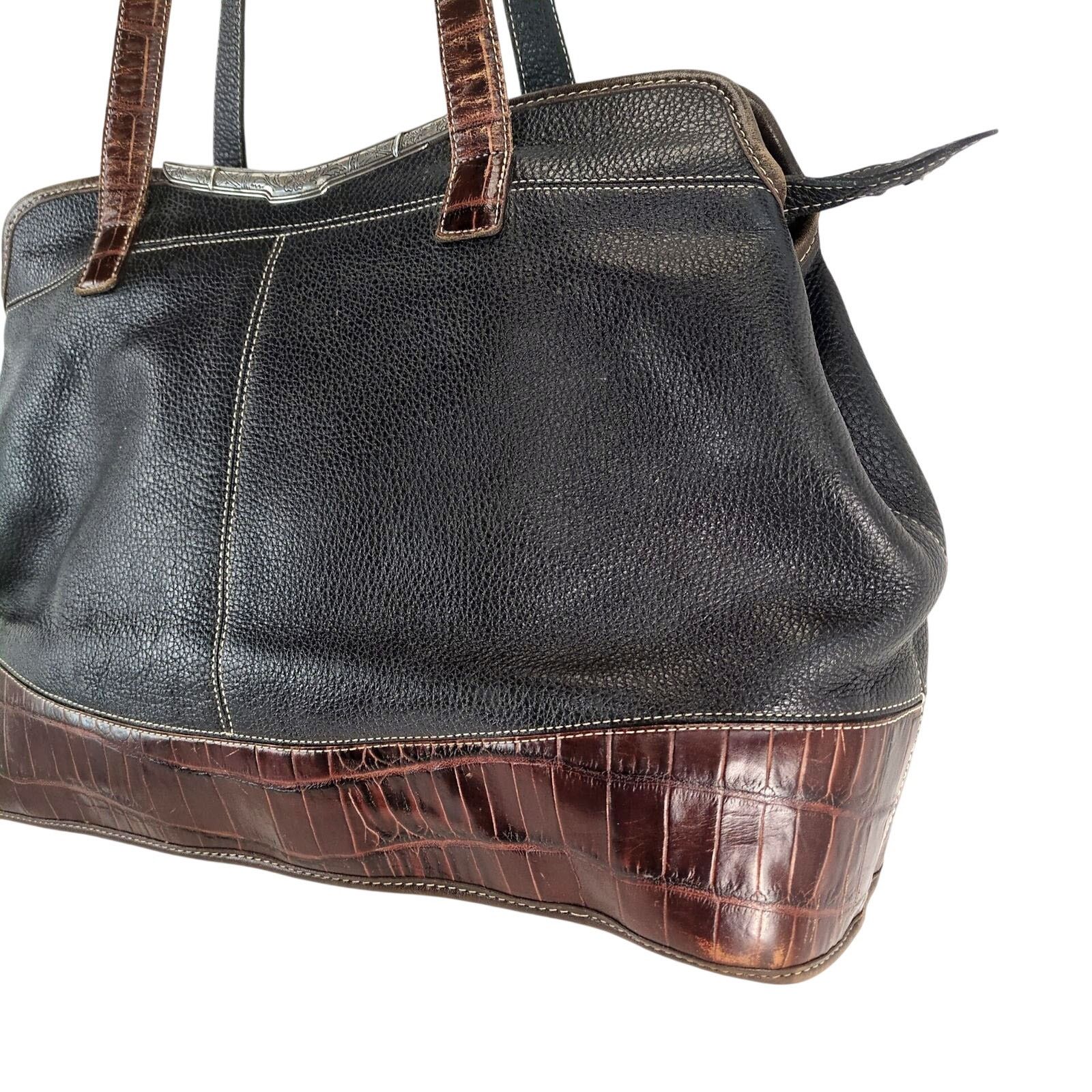 Brighton Vintage Brighton Black Pebble Leather 16" Shoulder Bag Purse Size ONE SIZE - 4 Thumbnail