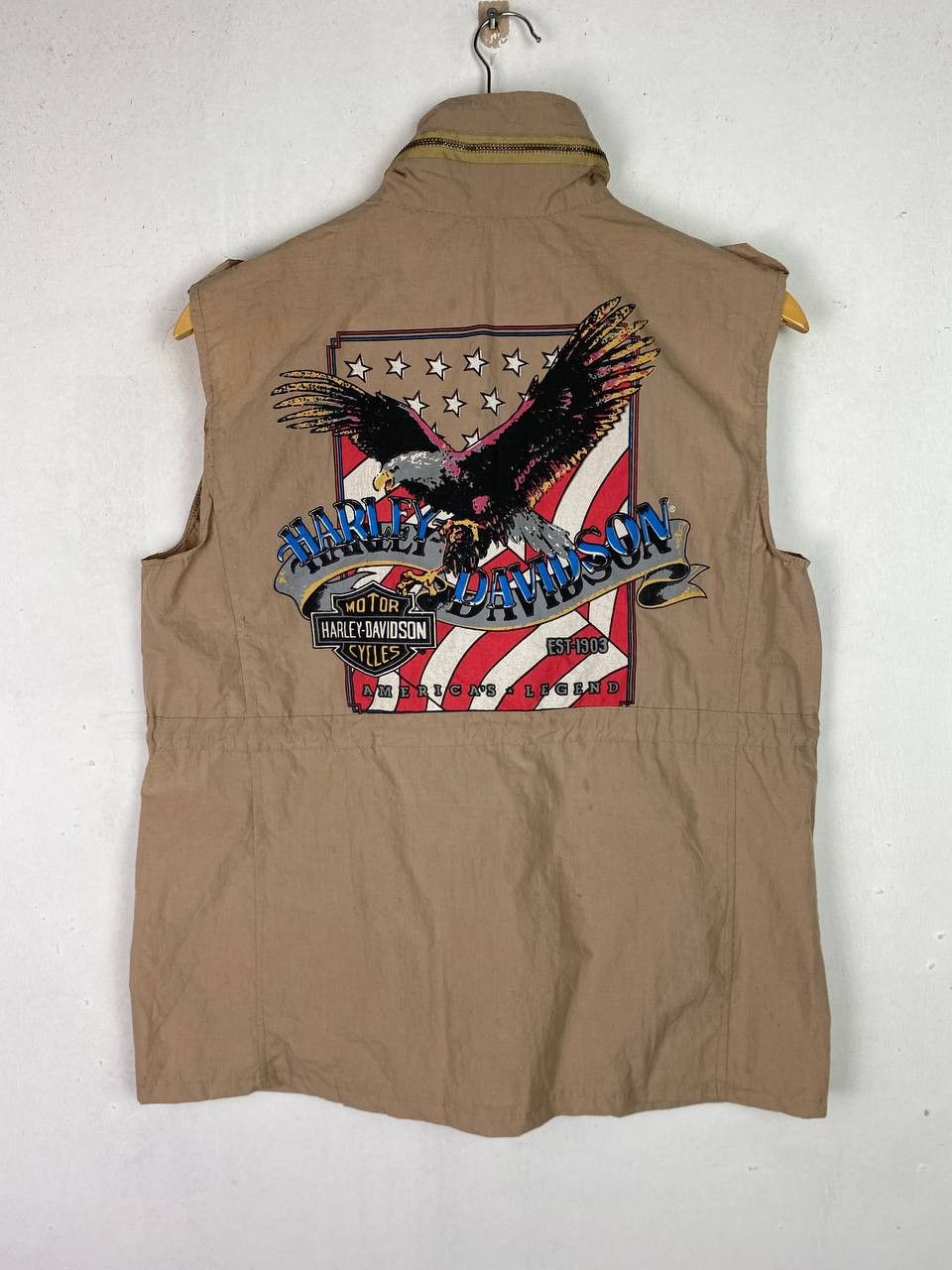 image of Avant Garde x Harley Davidson Vintage Harley Davidson Vest Nice Design in Brown, Men's (Size Medium