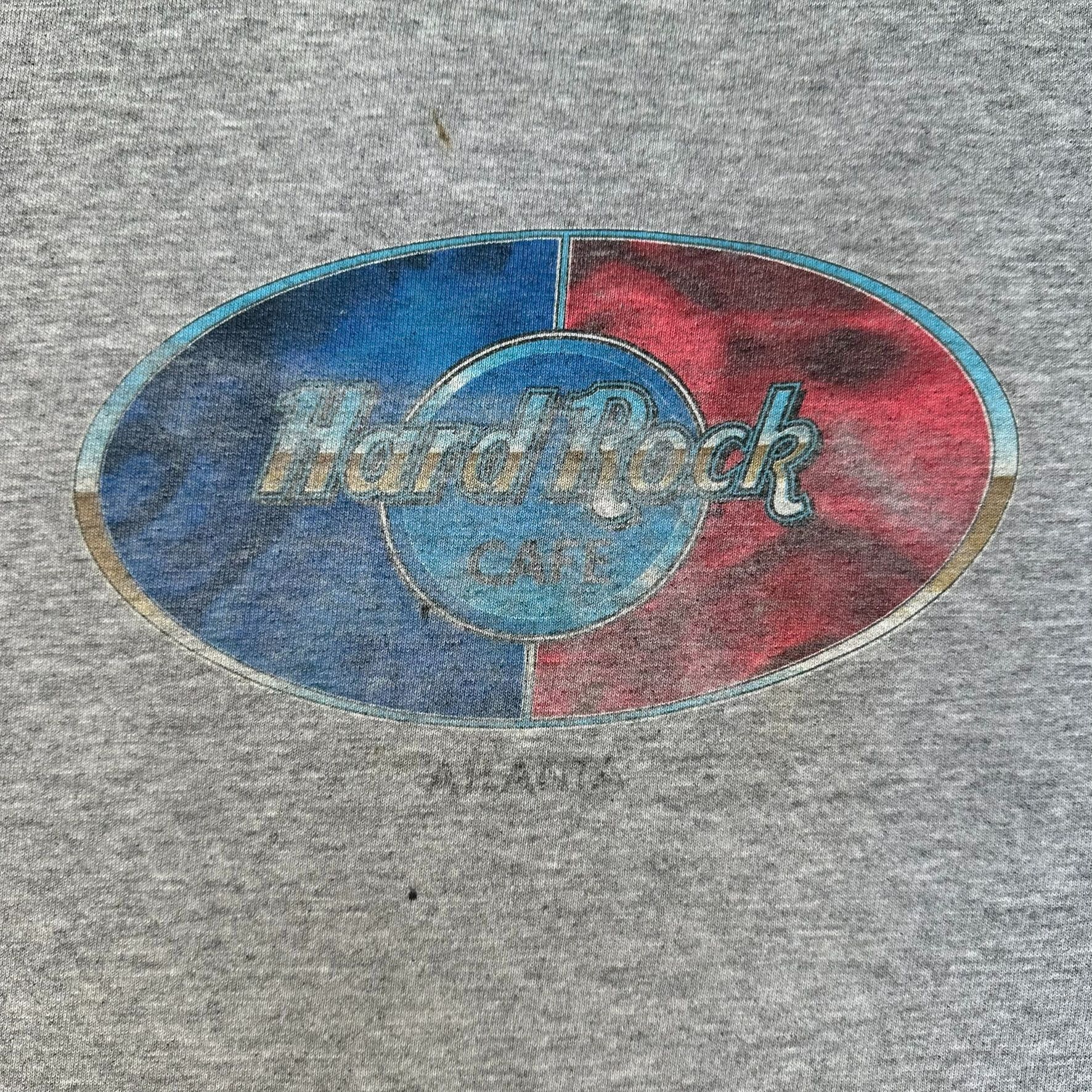 Hard Rock Cafe Vintage 90s Hard Rock Cafe Atlanta T-Shirt Distressed Gray X Size US XXL / EU 58 / 5 - 2 Thumbnail