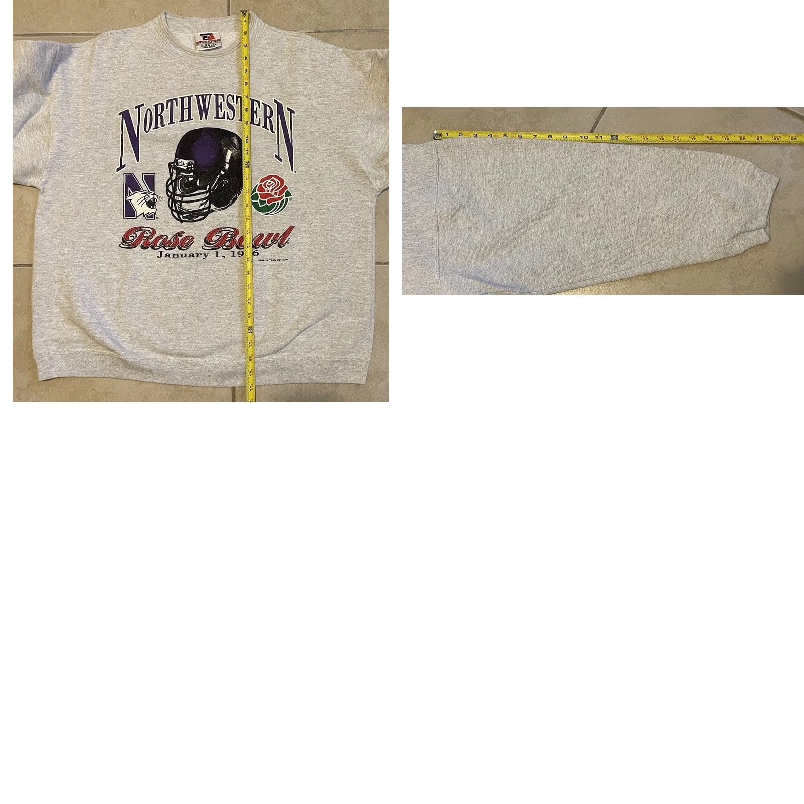 Vintage VINTAGE Northwestern University Rose Bowl Faded Sweatshirt College 2XL Gray Mens Hoodie Pullover 90s University Sports USA Size US XXL / EU 58 / 5 - 8 Thumbnail