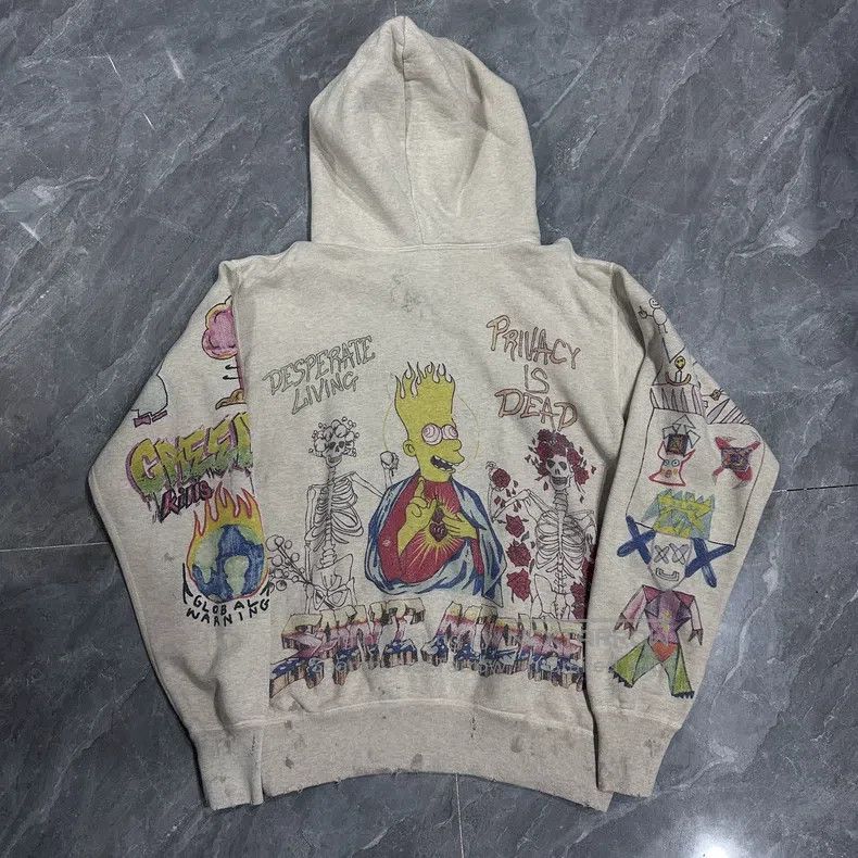 Saint Michael Saint Michael Simpson graffiti home washed old hoodie swea Size US S / EU 44-46 / 1 - 2 Thumbnail