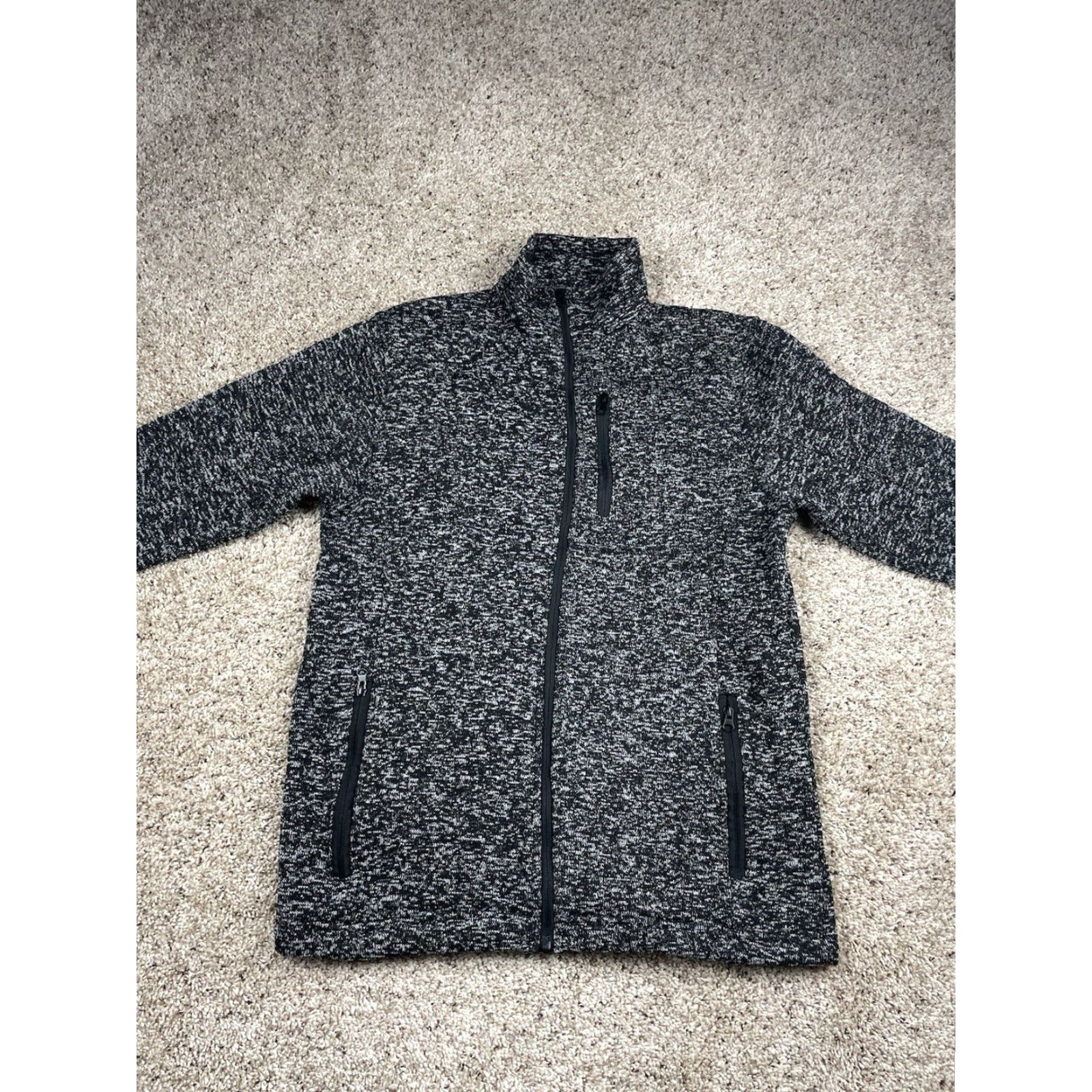 Vintage Burly Camo WFS Fleece Jacket Large Mens Charcoal Gray Full Zip Mock Neck Pockets Size US L / EU 52-54 / 3 - 3 Thumbnail