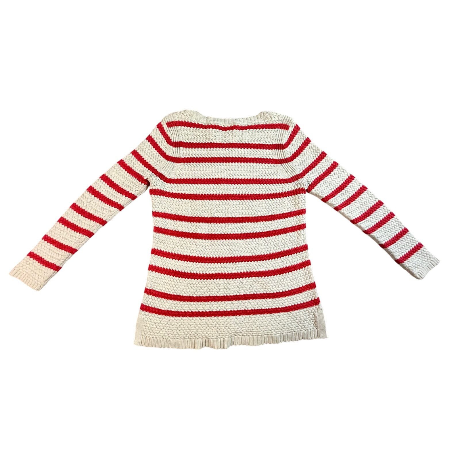 Other Talbots Sweater Cream & Coral Stripe Pullover Size M / US 6-8 / IT 42-44 - 2 Thumbnail
