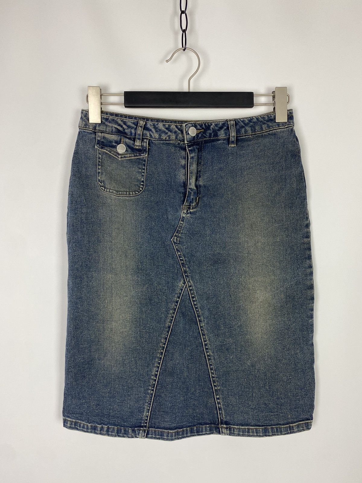 Vintage Y2K Vintage Only Jeans Rust Denim Midi Skirt Size 28" / US 6 / IT 42 - 1 Thumbnail
