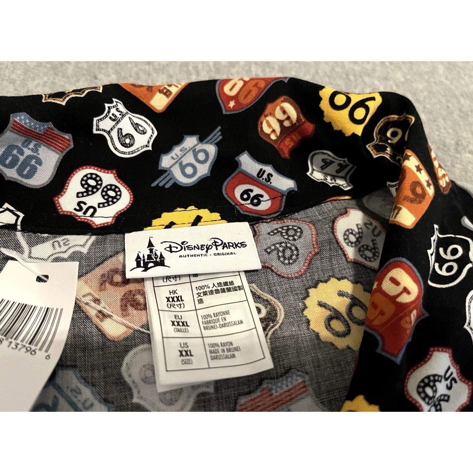 Disney Disney Cars Button-Up Shirt Route 66 All Over Print 2XL Shirts Mens Black Short Sleeve Button-Up Shirt 2XL Cars Disney Size US XXL / EU 58 / 5 - 2 Thumbnail