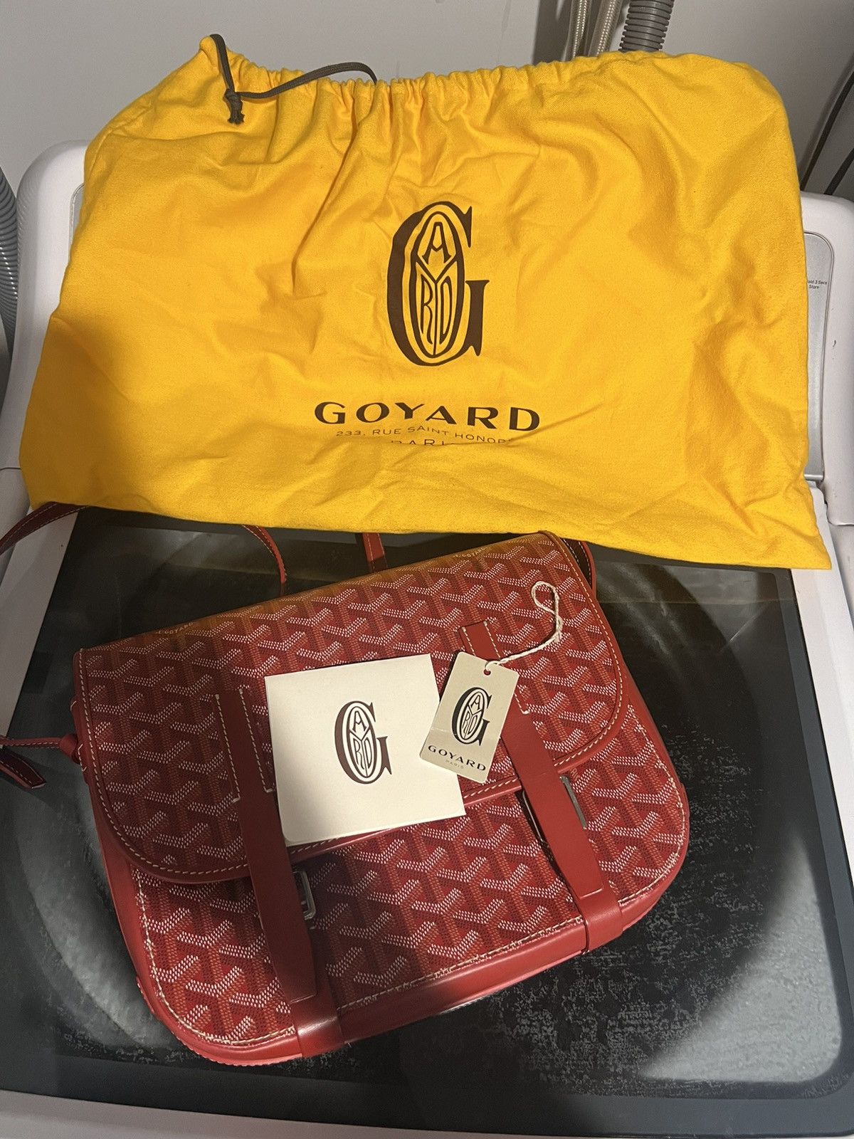 image of Goyard Belvedere Mm Pm Red Tote Messenger Bag (), Women's